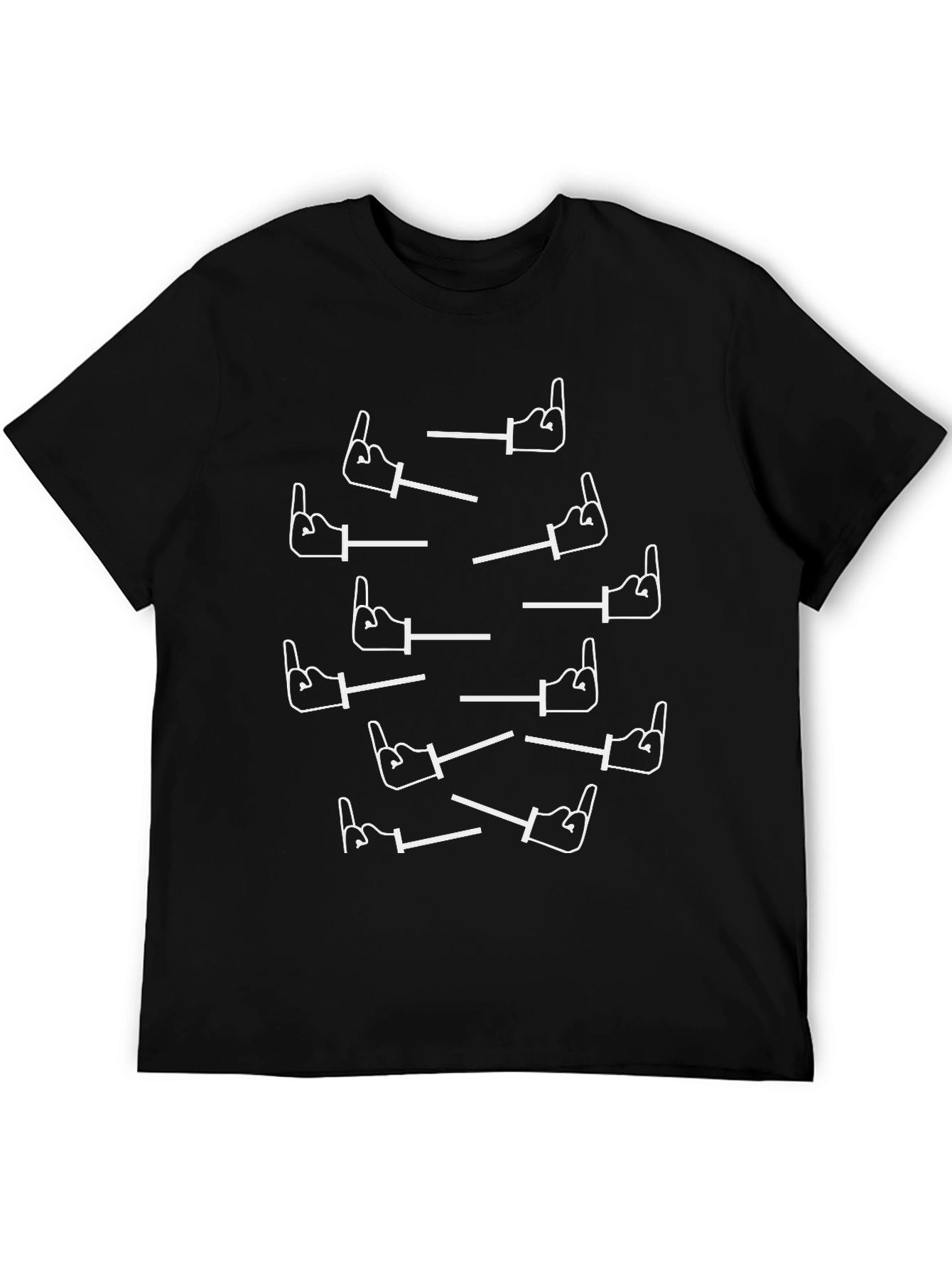 Middle Finger Graphic Tee - Black Cotton Casual Shirt