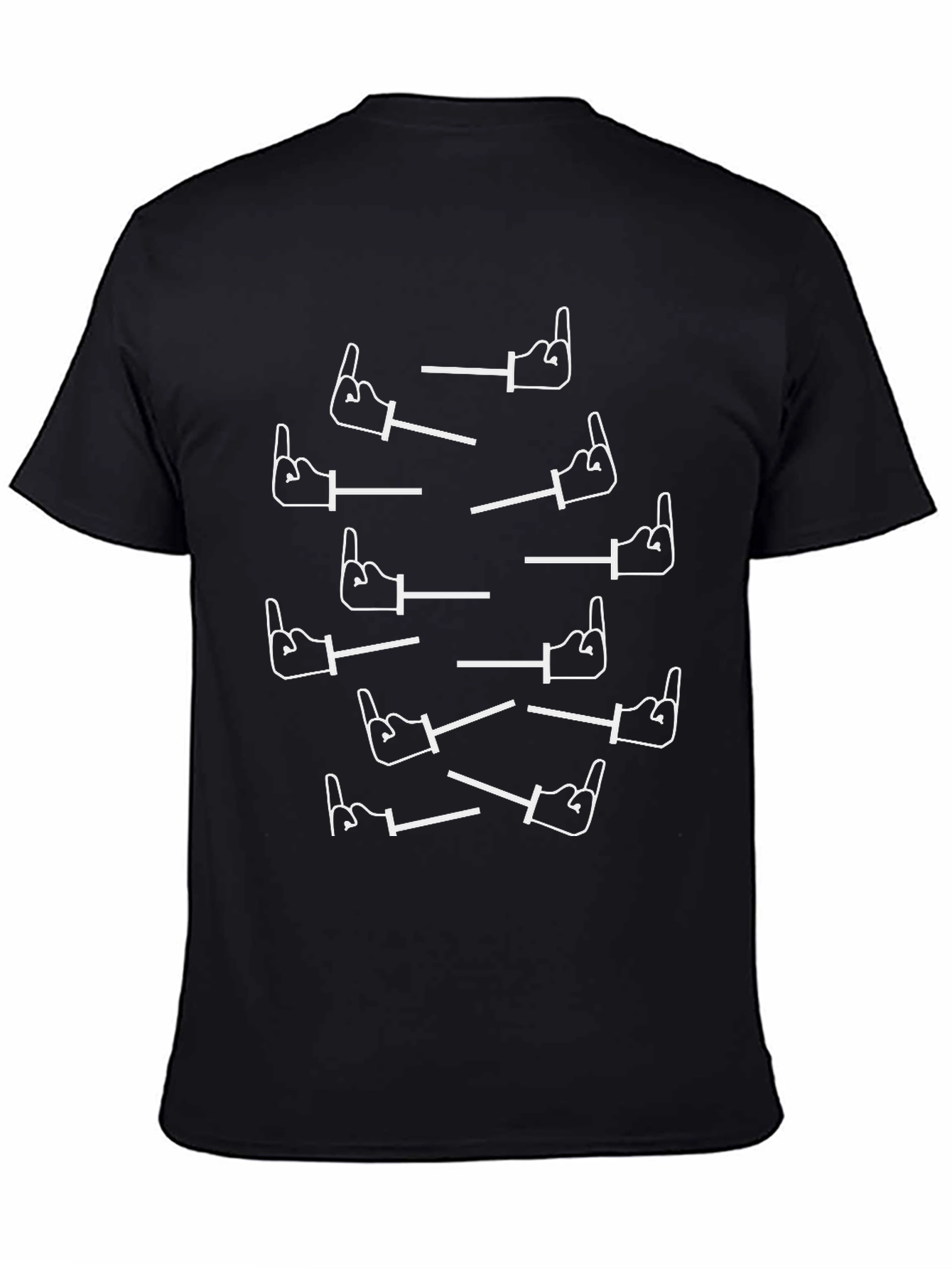Middle Finger Graphic Tee - Black Cotton Casual Shirt
