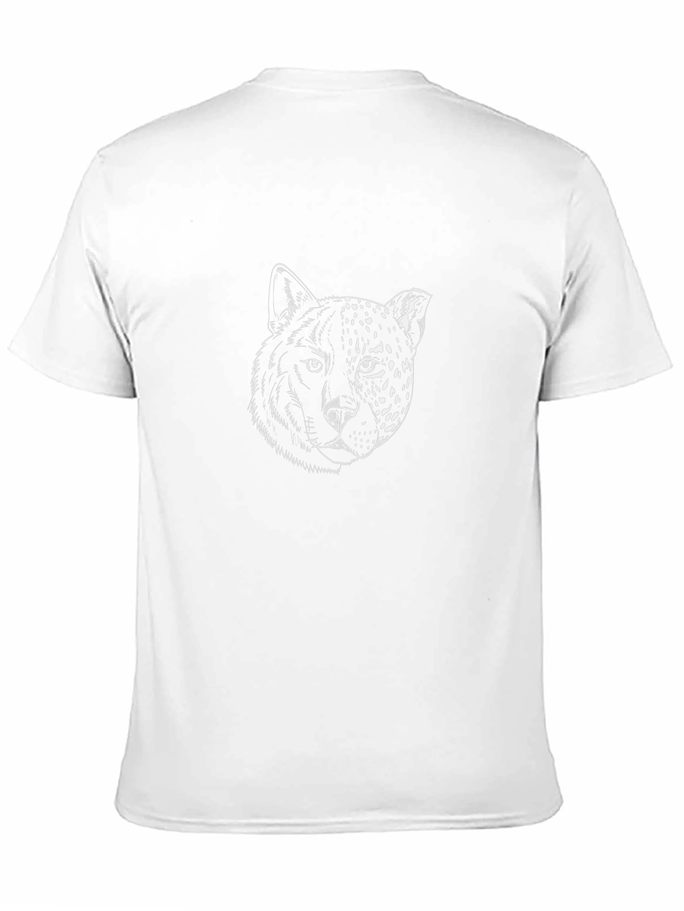Black T-Shirt with Wolf & Leopard Face Graphic