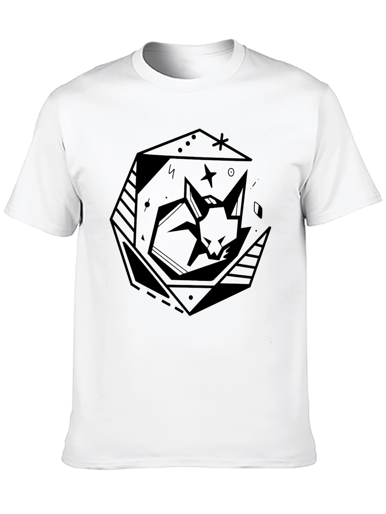 Geometric Cat Tee - Modern Graphic T-Shirt