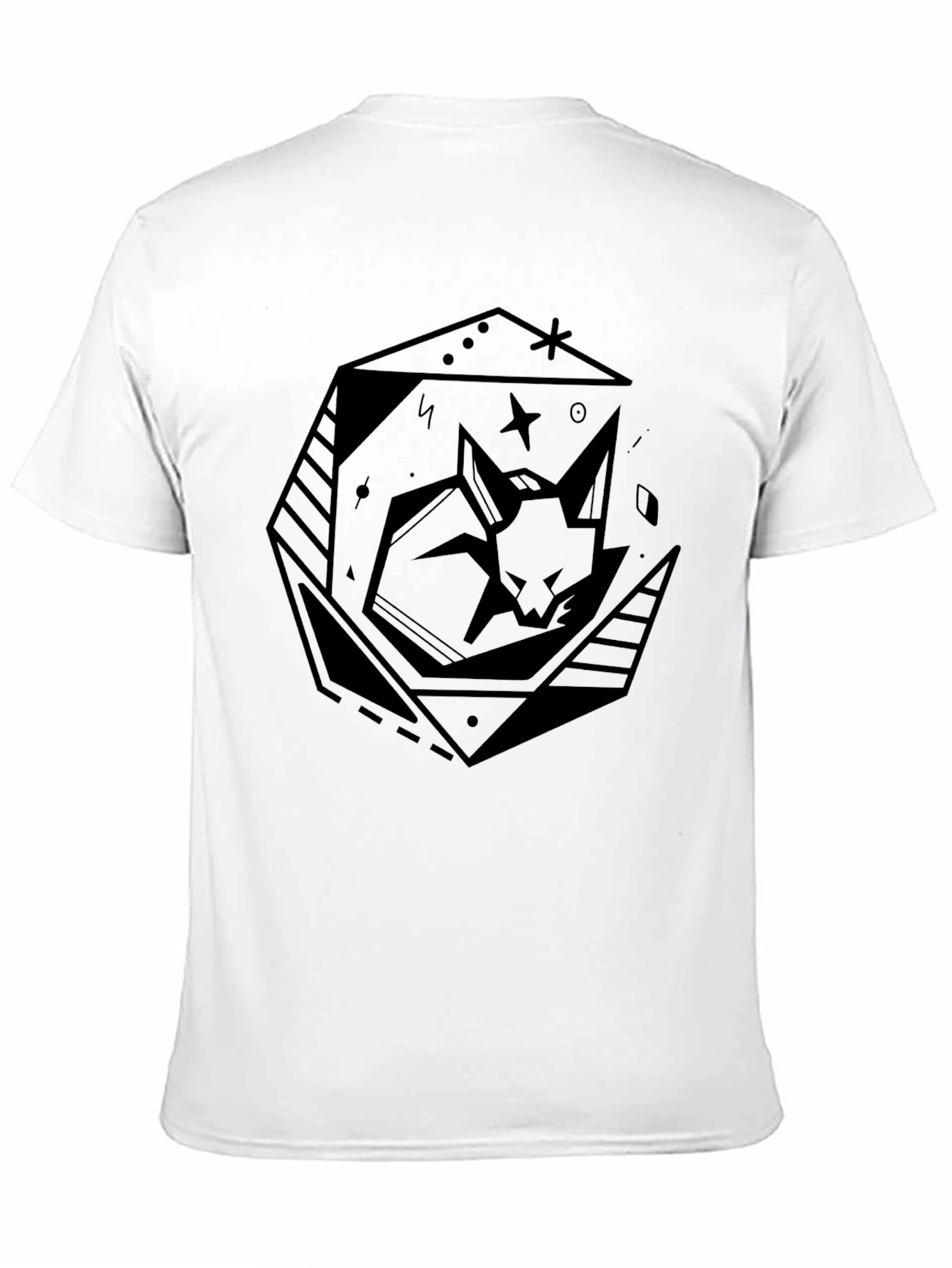 Geometric Cat Tee - Modern Graphic T-Shirt