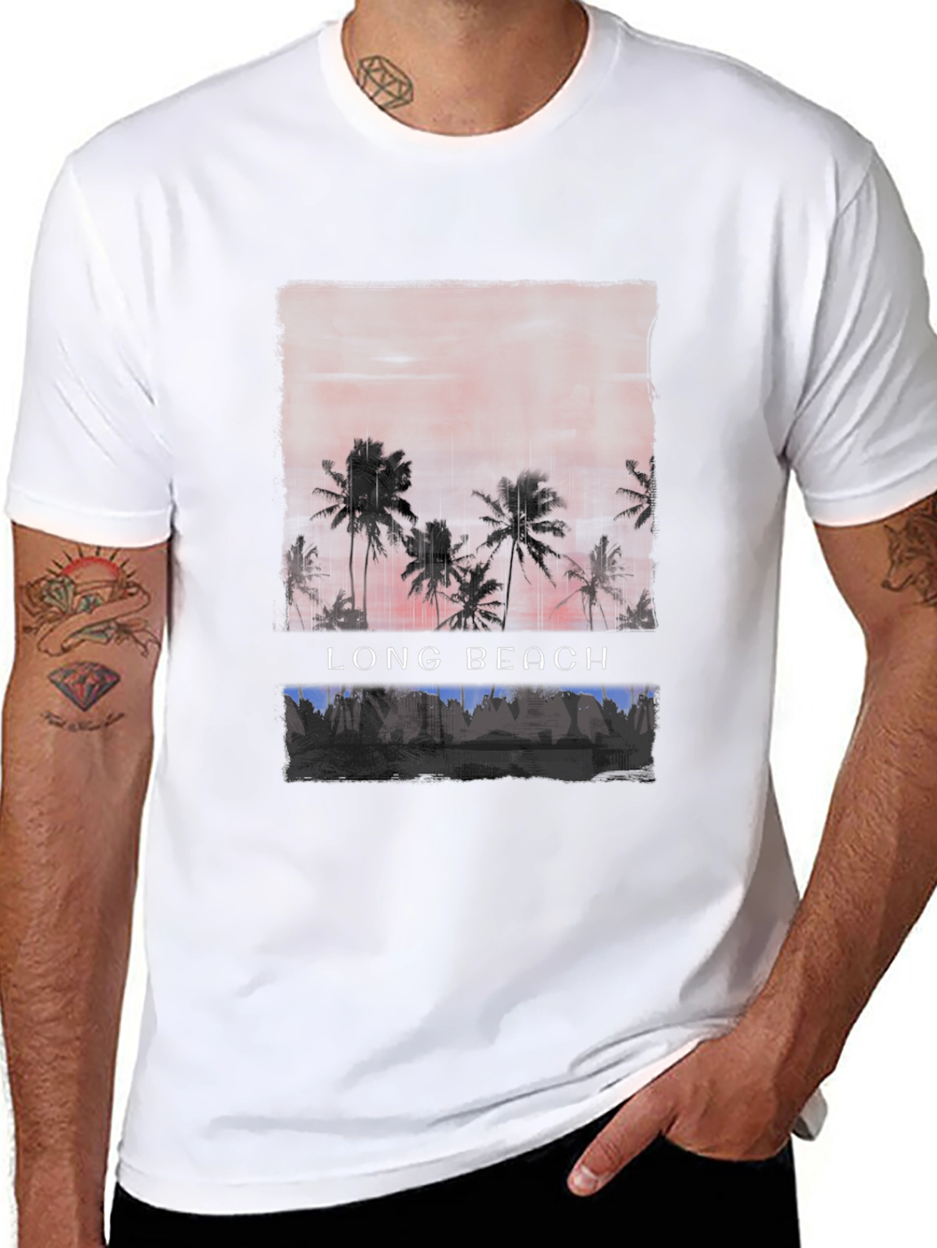 Long Beach Palm Tee - Sunset Graphic T-Shirt