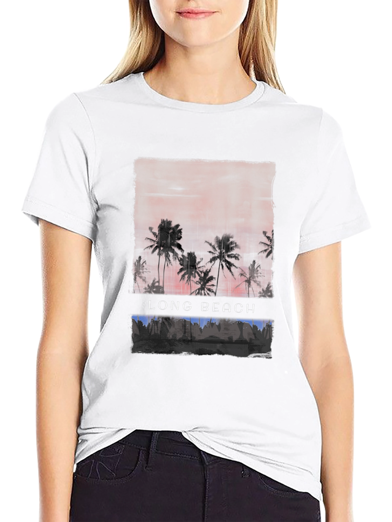 Long Beach Palm Tee - Sunset Graphic T-Shirt