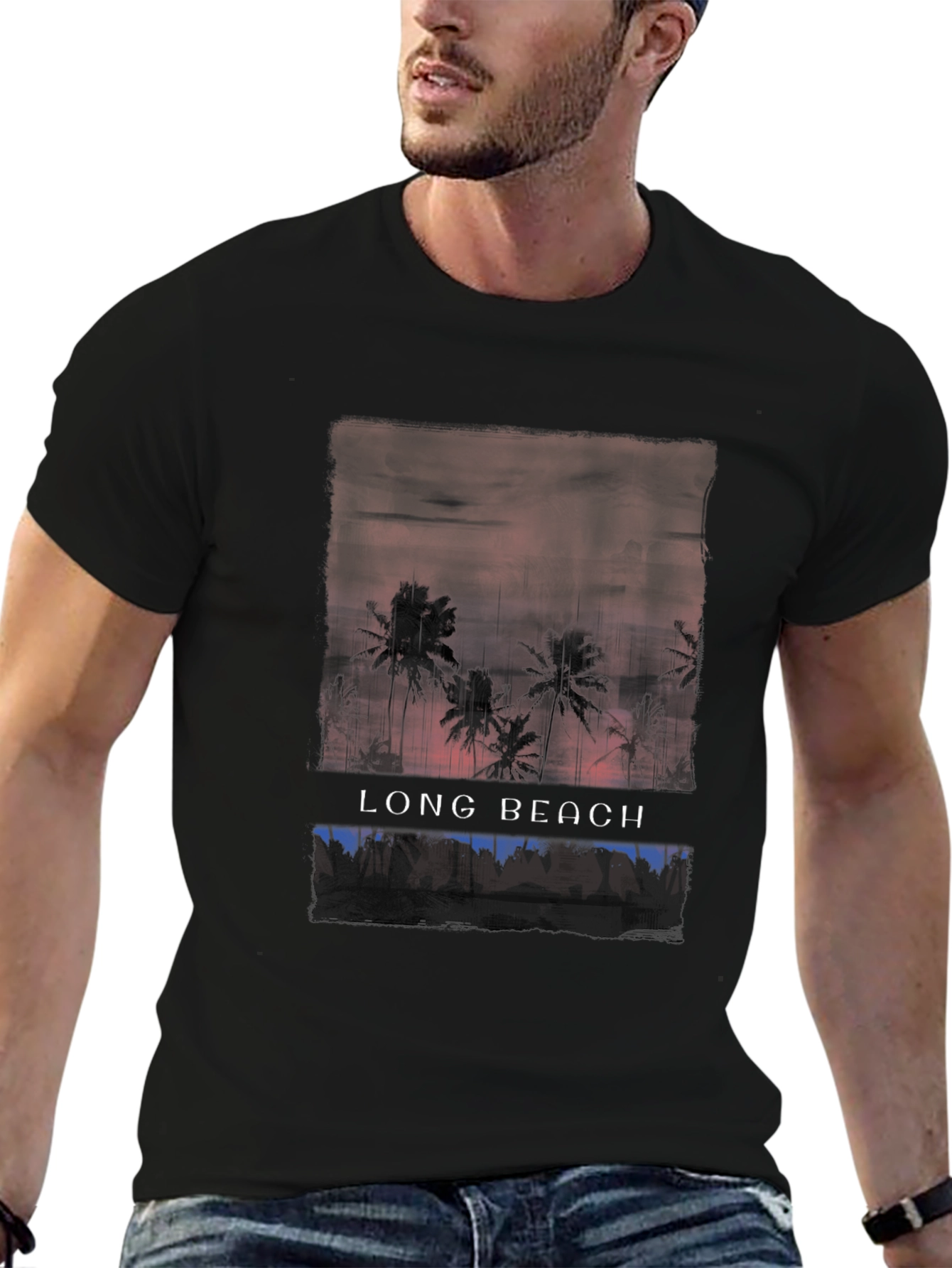 Long Beach Palm Tee - Sunset Graphic T-Shirt