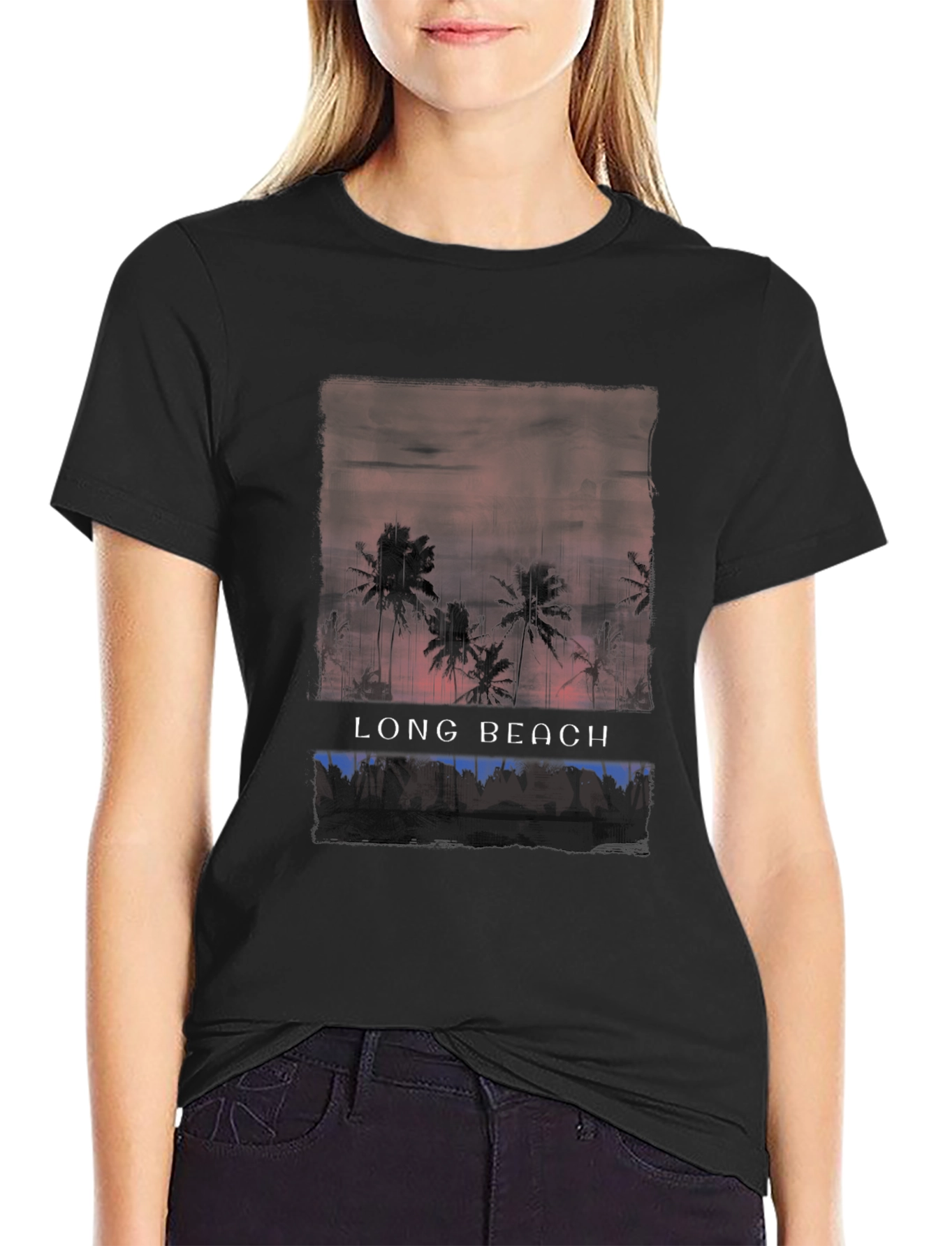 Long Beach Palm Tee - Sunset Graphic T-Shirt
