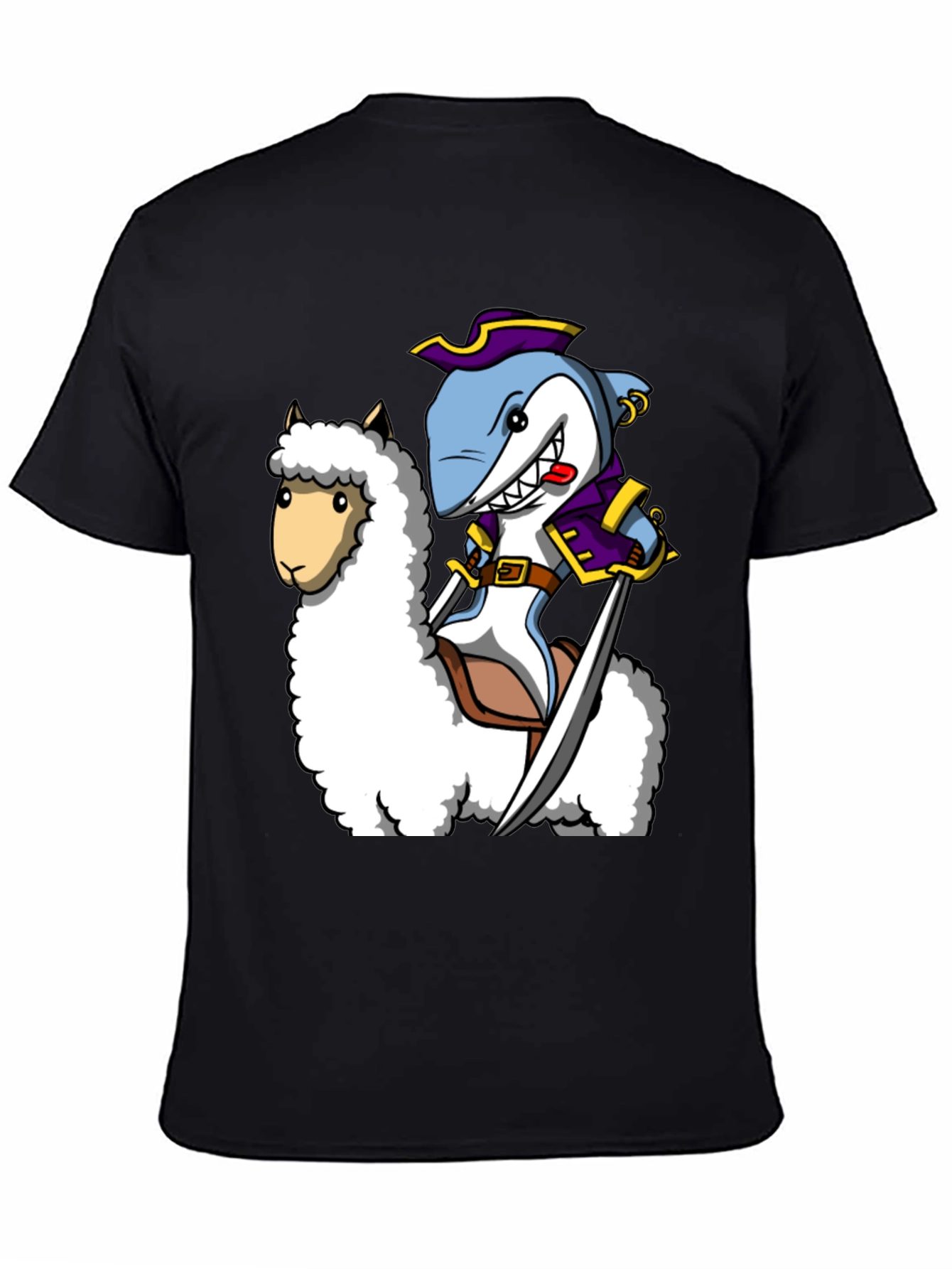 Shark Pirate Riding Llama T-Shirt