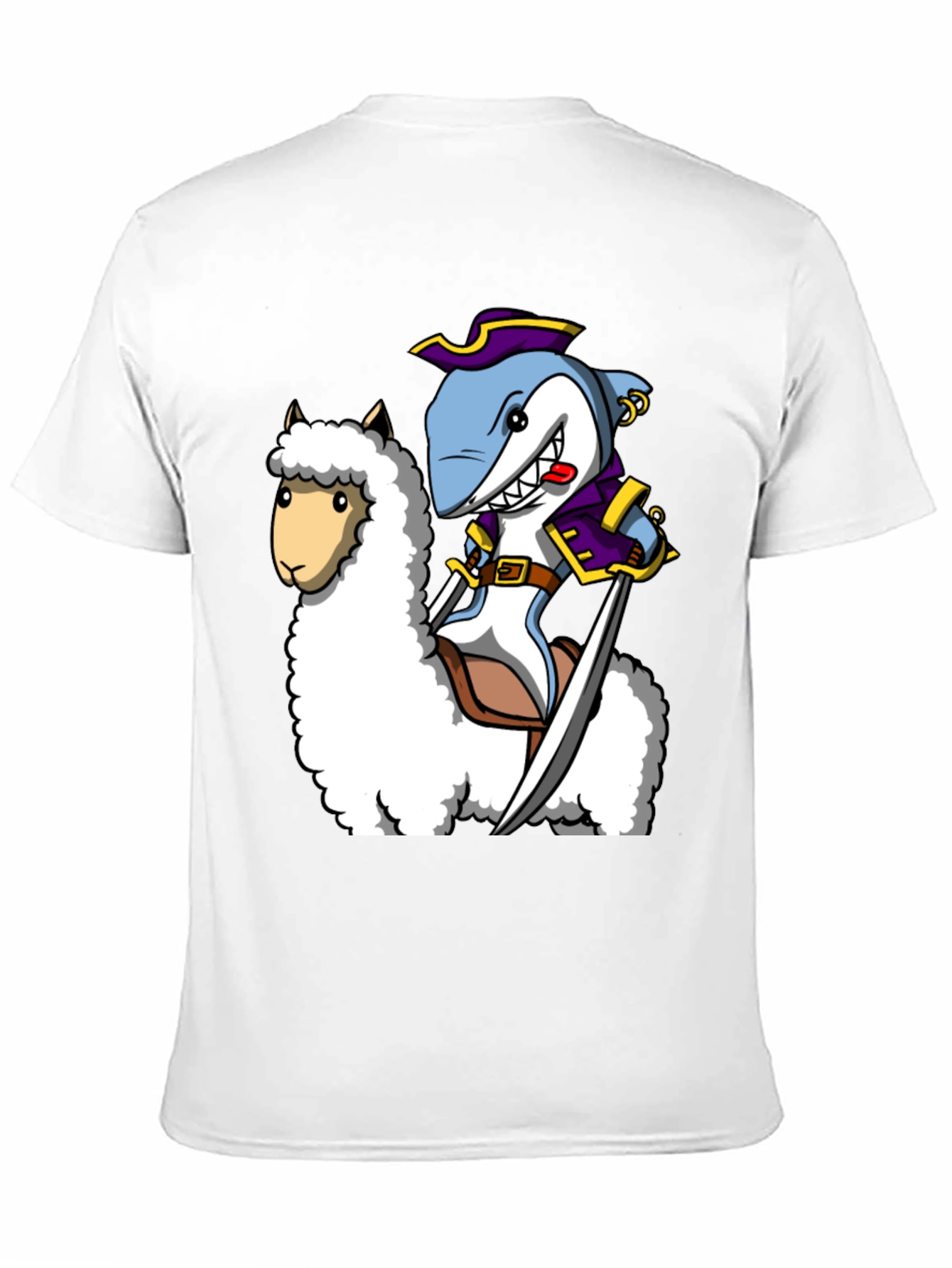 Shark Pirate Riding Llama T-Shirt