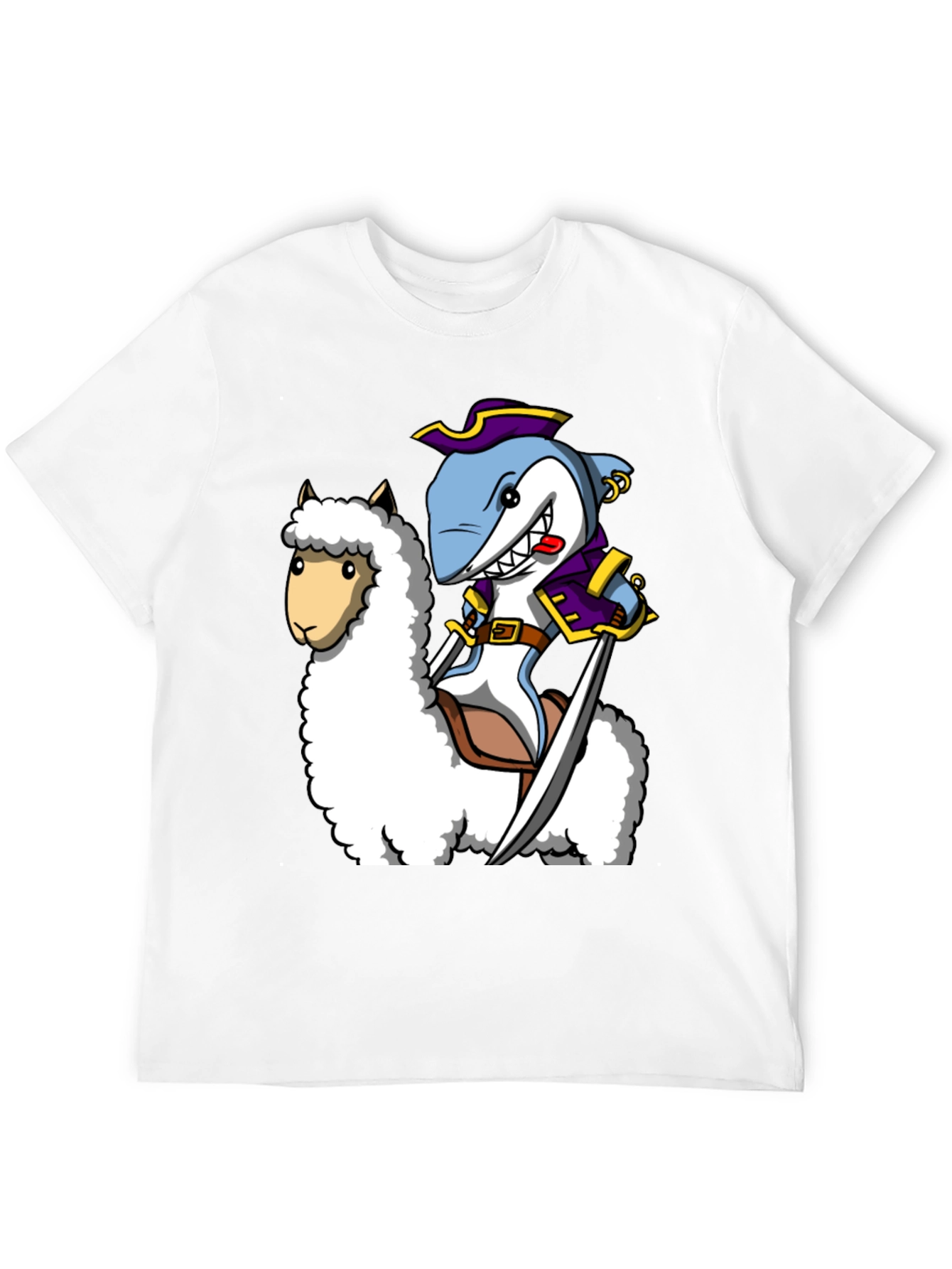 Shark Pirate Riding Llama T-Shirt
