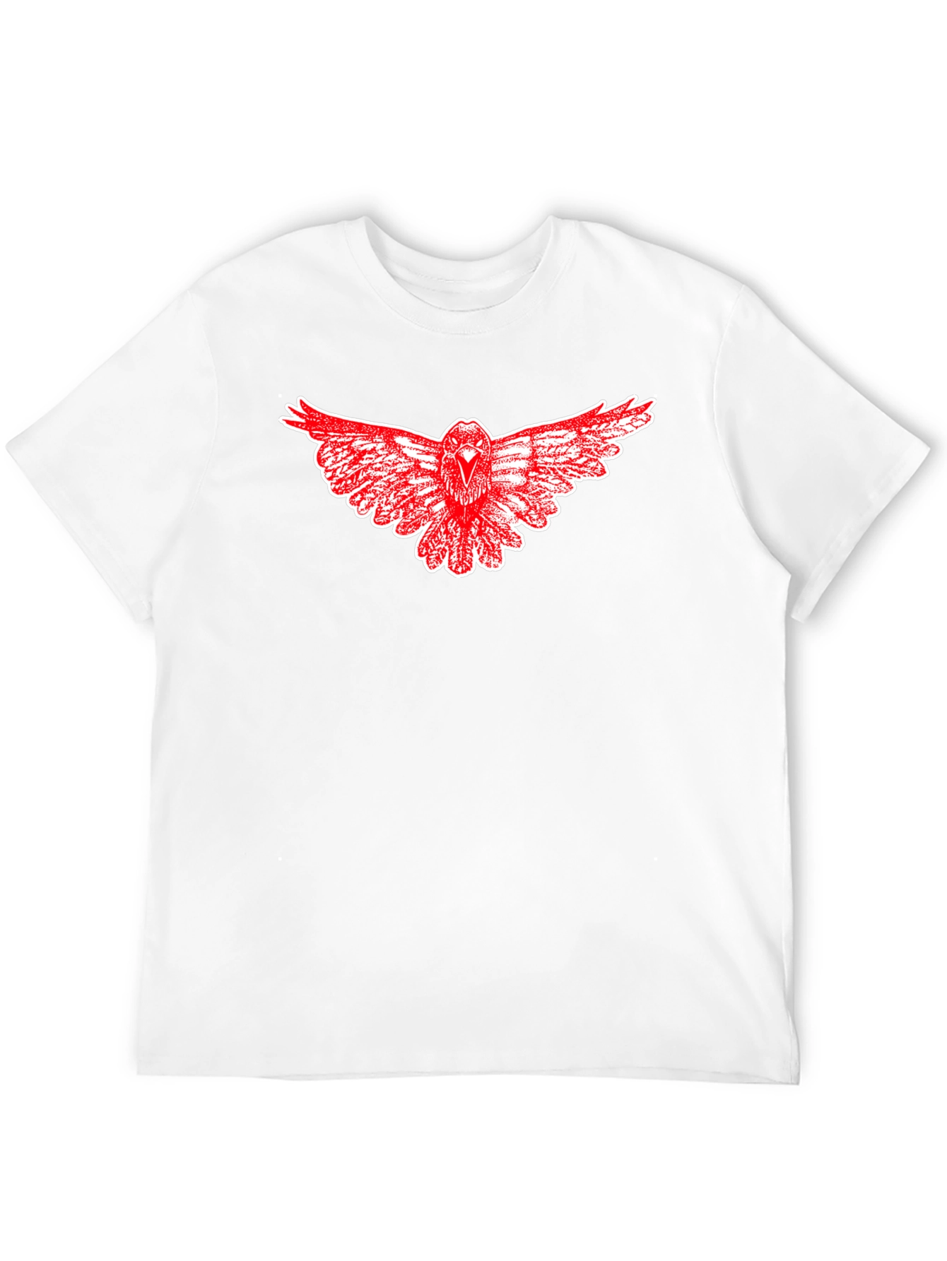 Black T-Shirt with Red Raven Graphic