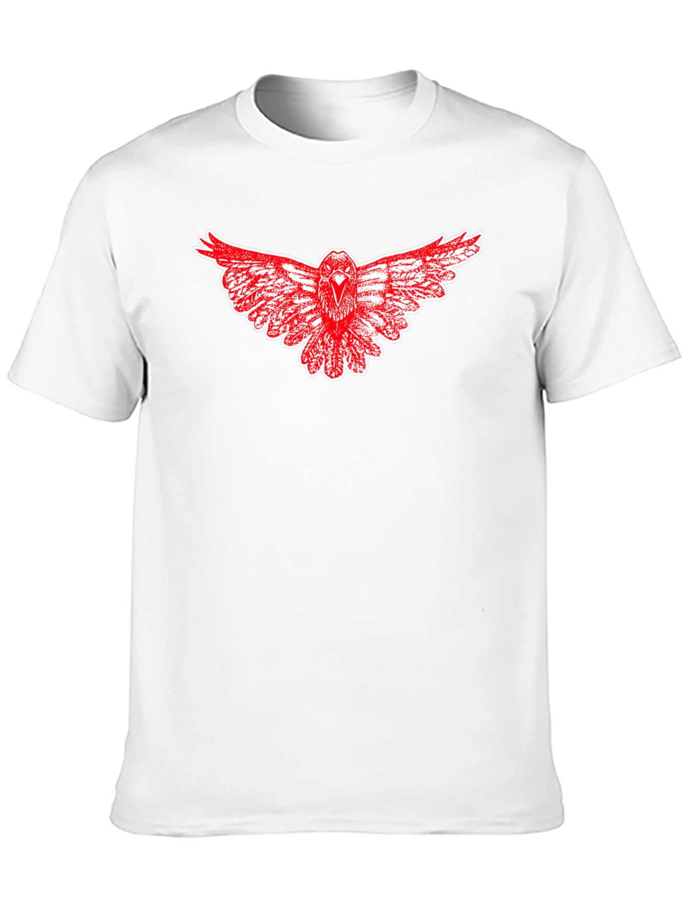 Black T-Shirt with Red Raven Graphic