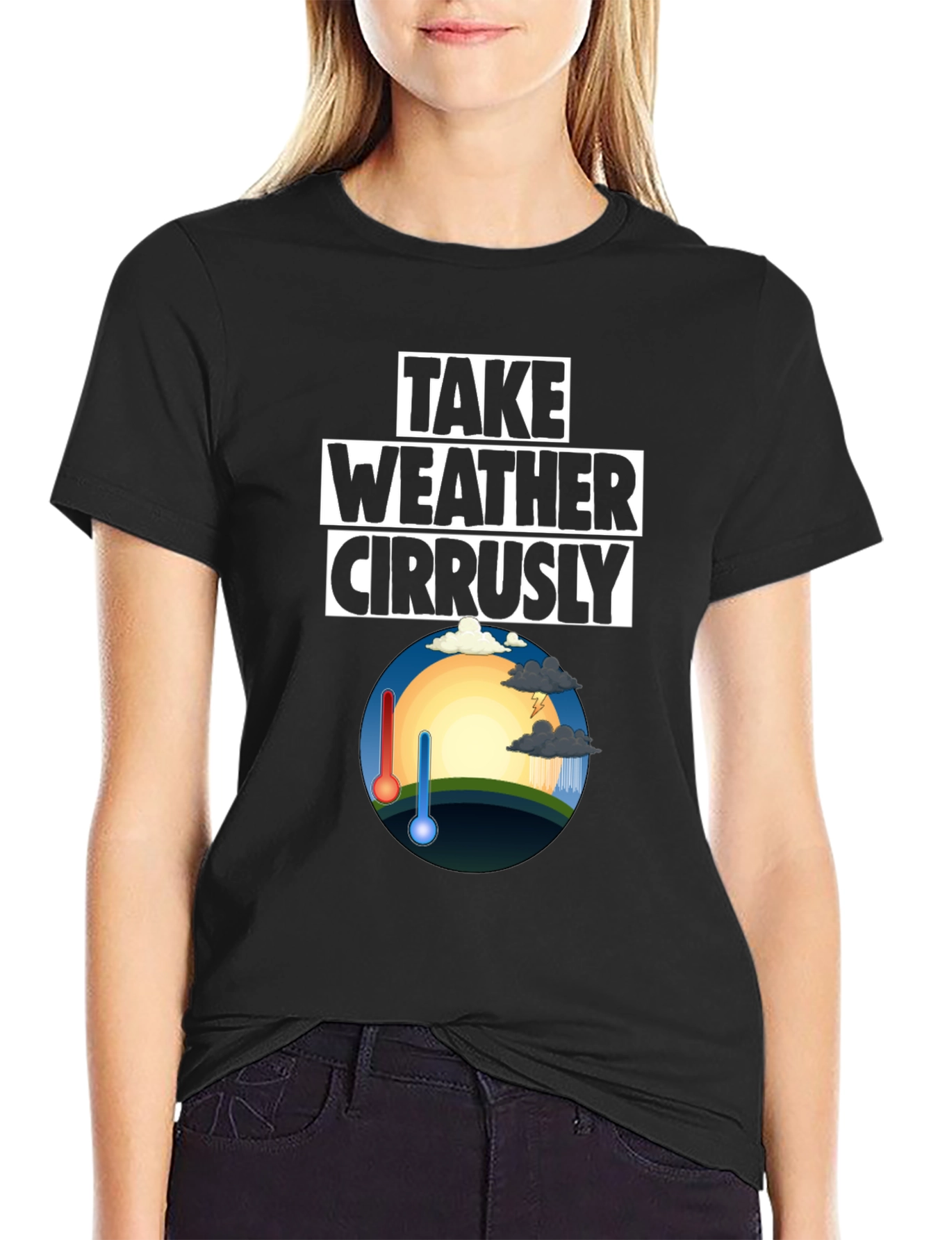 Weather Pun T-Shirt - Take Weather Cirrusly Black Tee