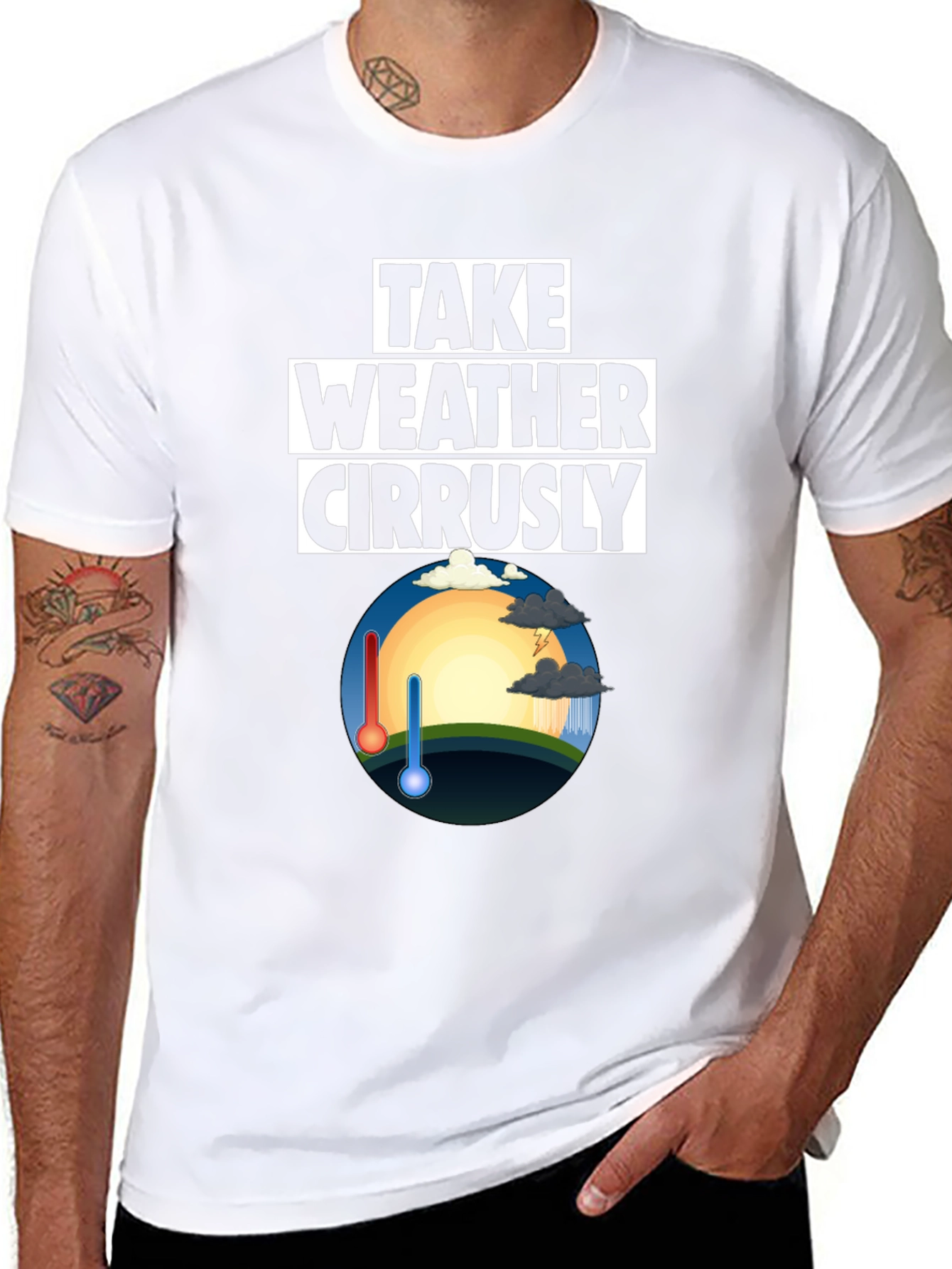 Weather Pun T-Shirt - Take Weather Cirrusly Black Tee