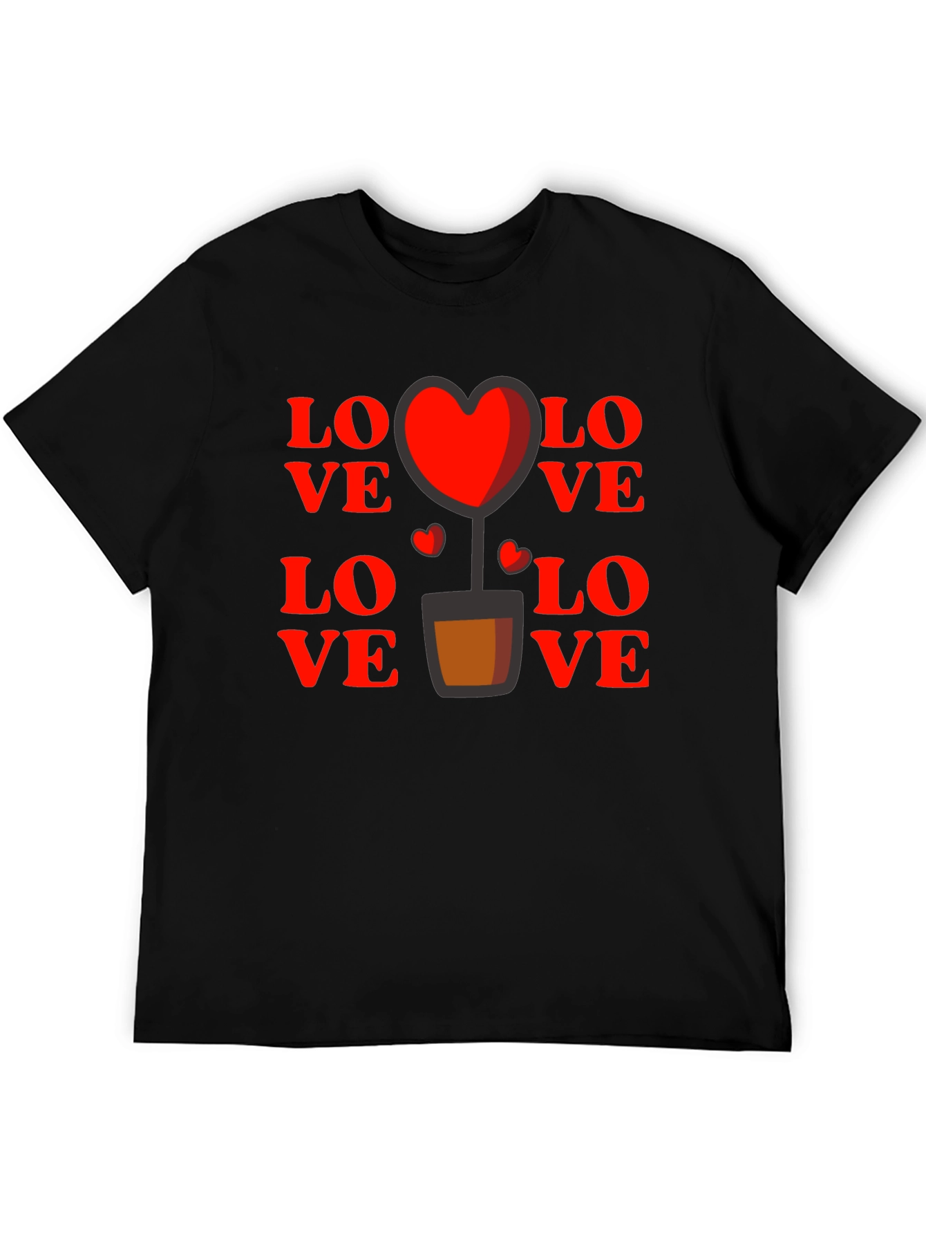 Love Heart Plant Graphic Tee - Black