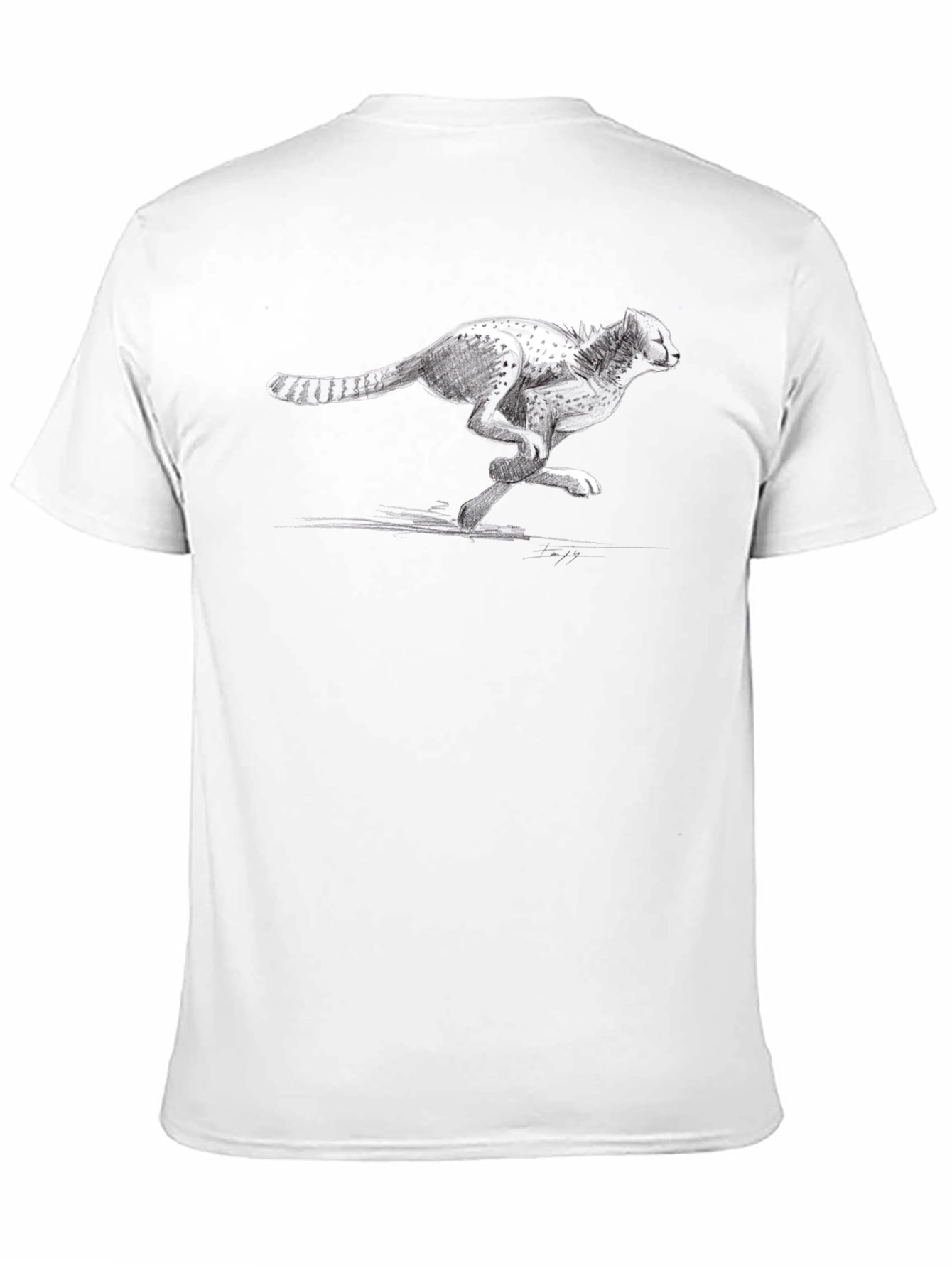 Cheetah Sketch Graphic Tee - Black Cotton T-Shirt