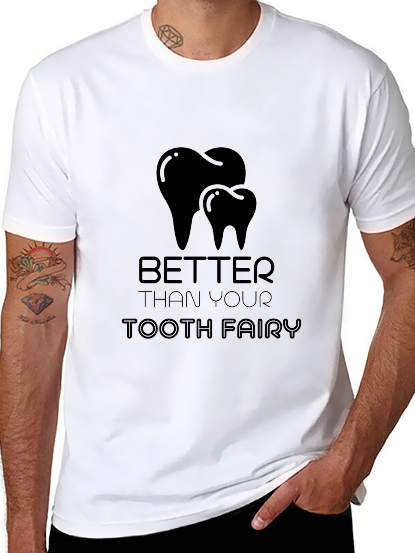 Better Than Your Tooth Fairy Black Graphic T-Shirt