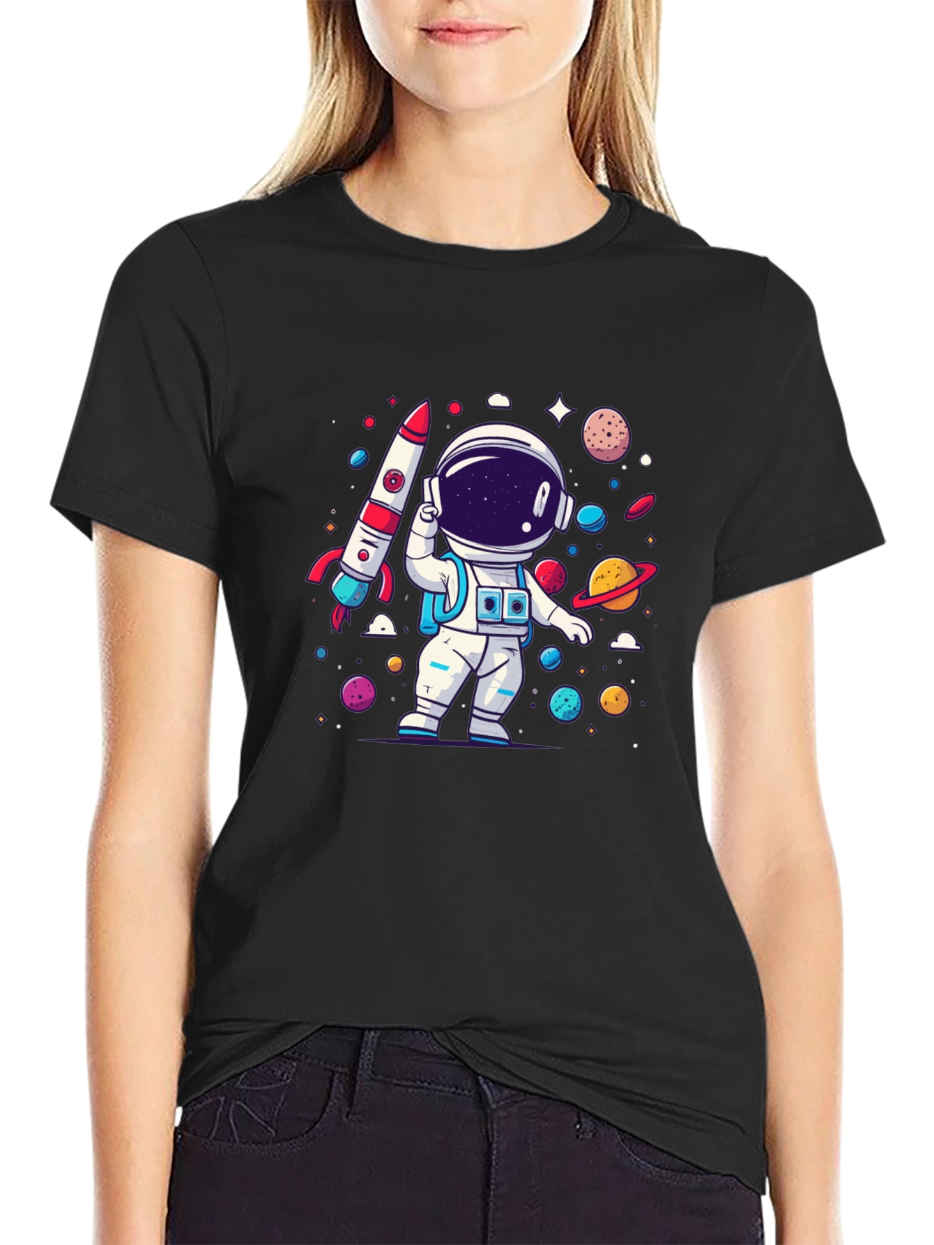 Astronaut Cartoon Graphic T-Shirt