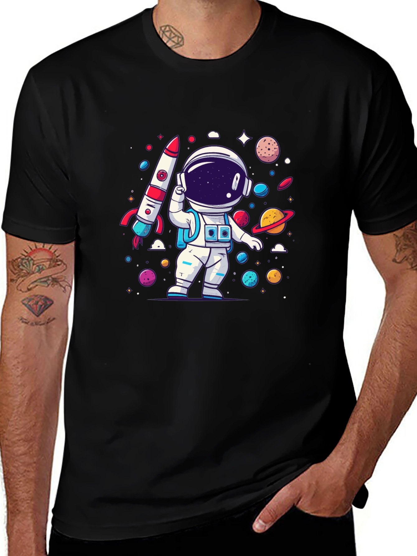 Astronaut Cartoon Graphic T-Shirt