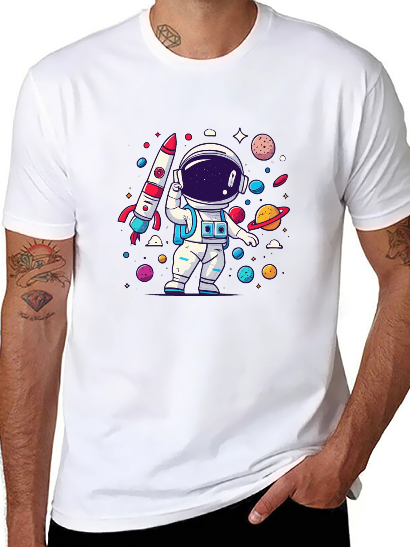 Astronaut Cartoon Graphic T-Shirt
