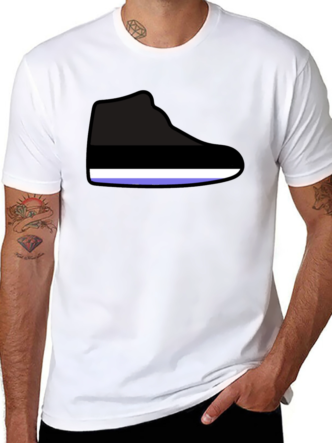 Graphic Shoe Print T-Shirt - Casual Style