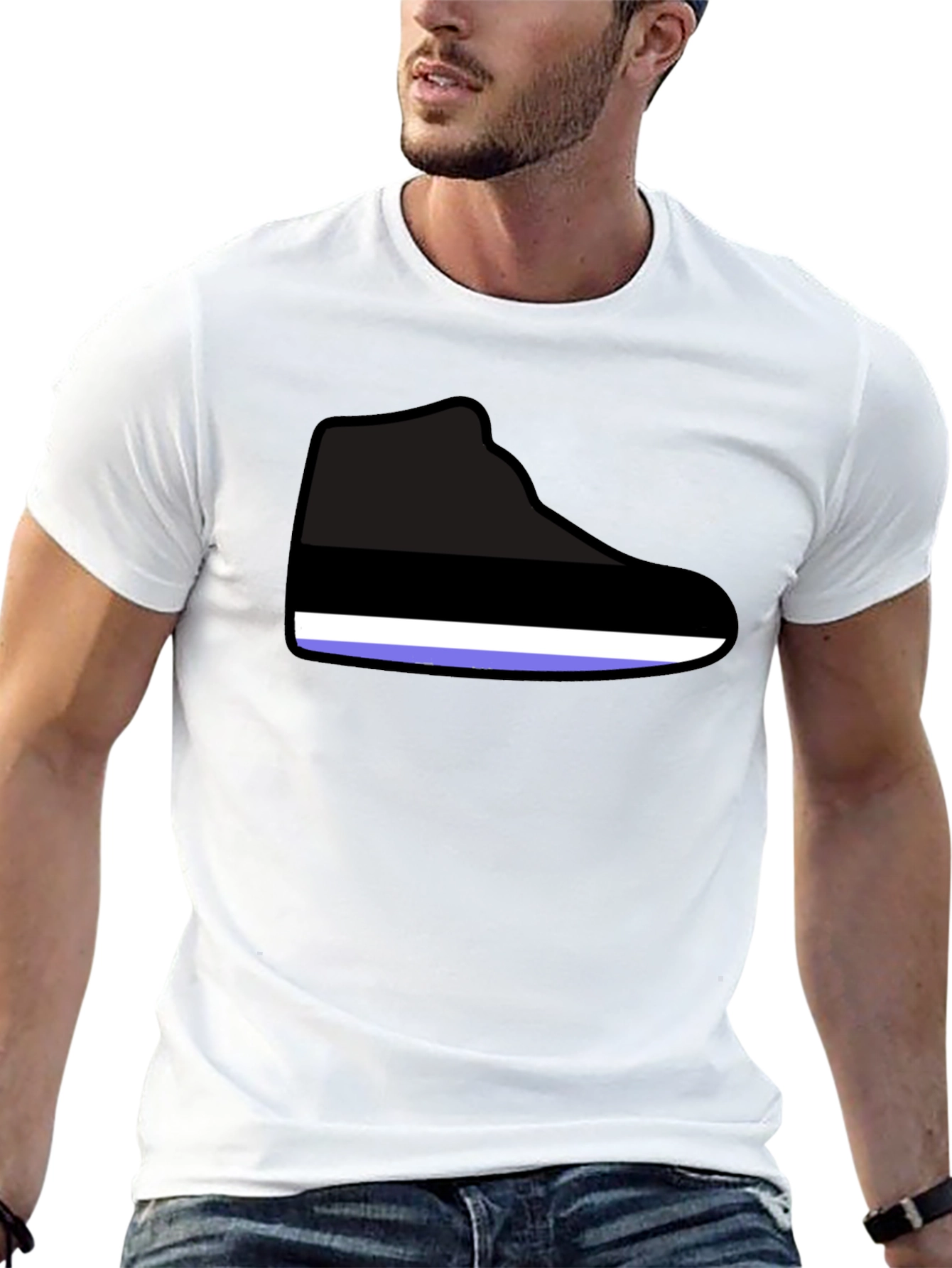 Graphic Shoe Print T-Shirt - Casual Style