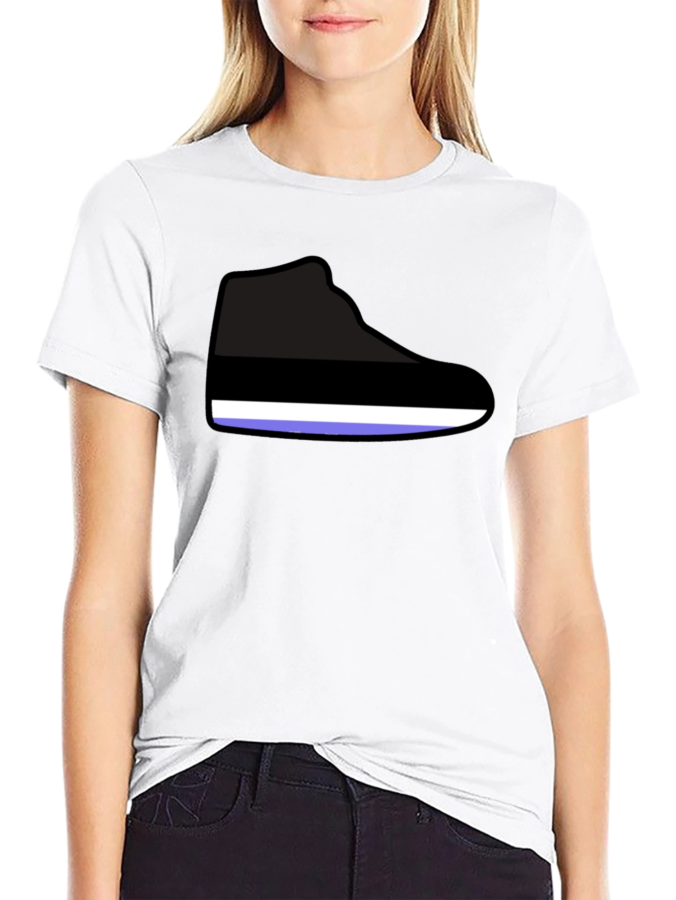 Graphic Shoe Print T-Shirt - Casual Style