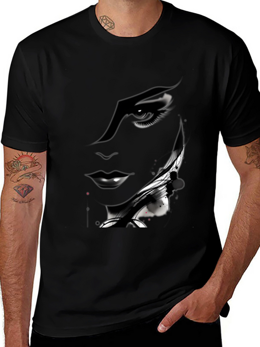 Monochrome Artistic Womans Face Graphic Tee