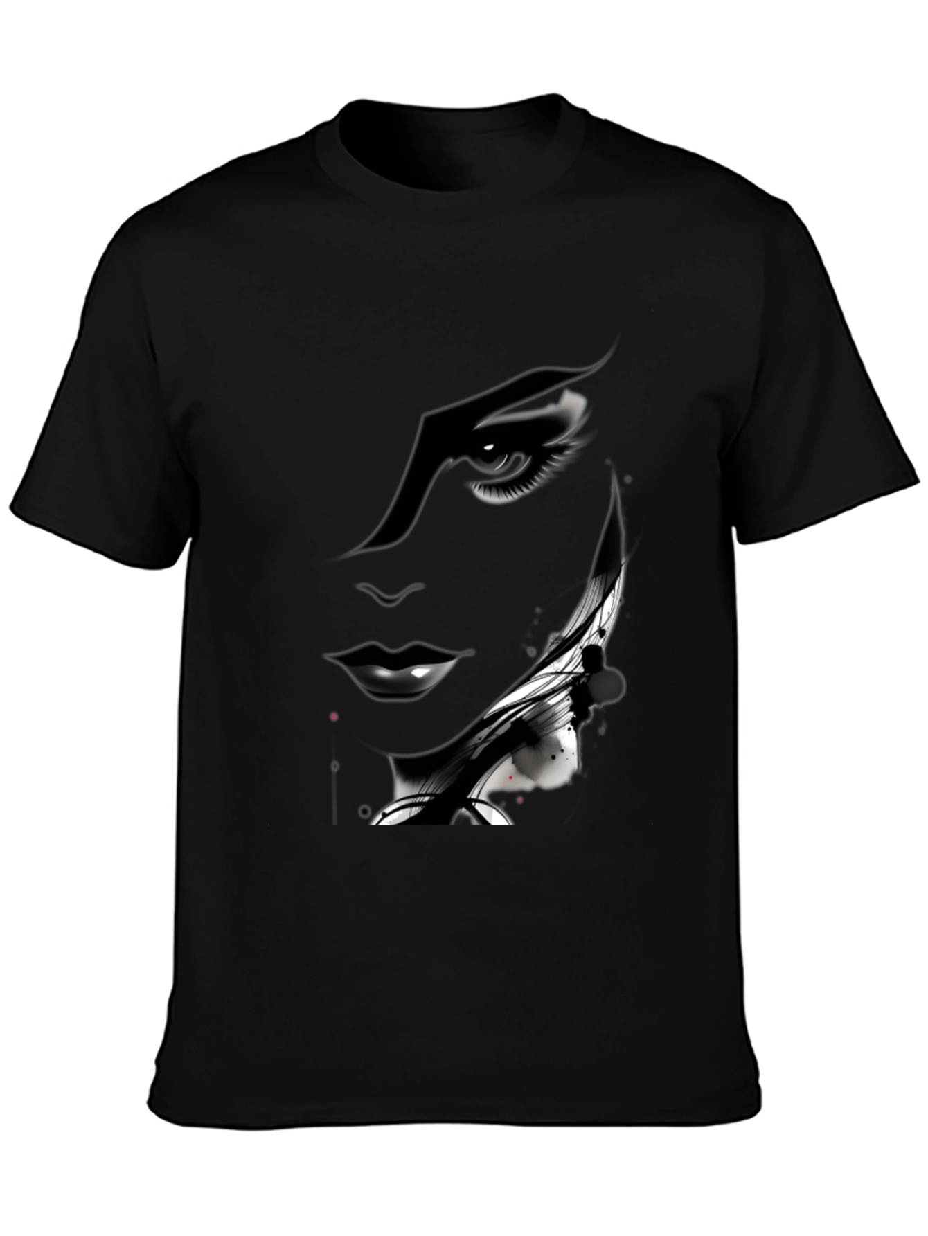 Monochrome Artistic Womans Face Graphic Tee