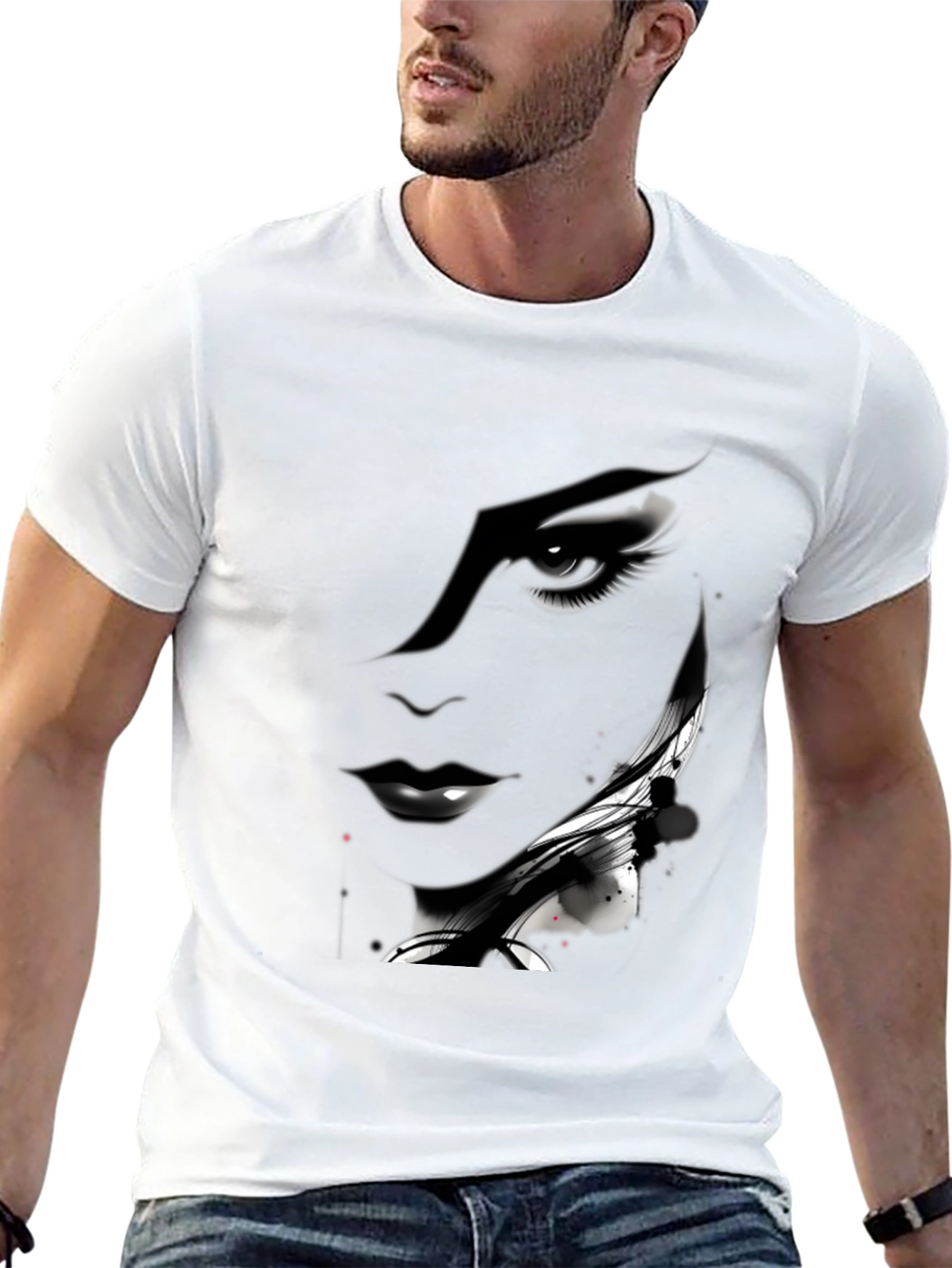 Monochrome Artistic Womans Face Graphic Tee
