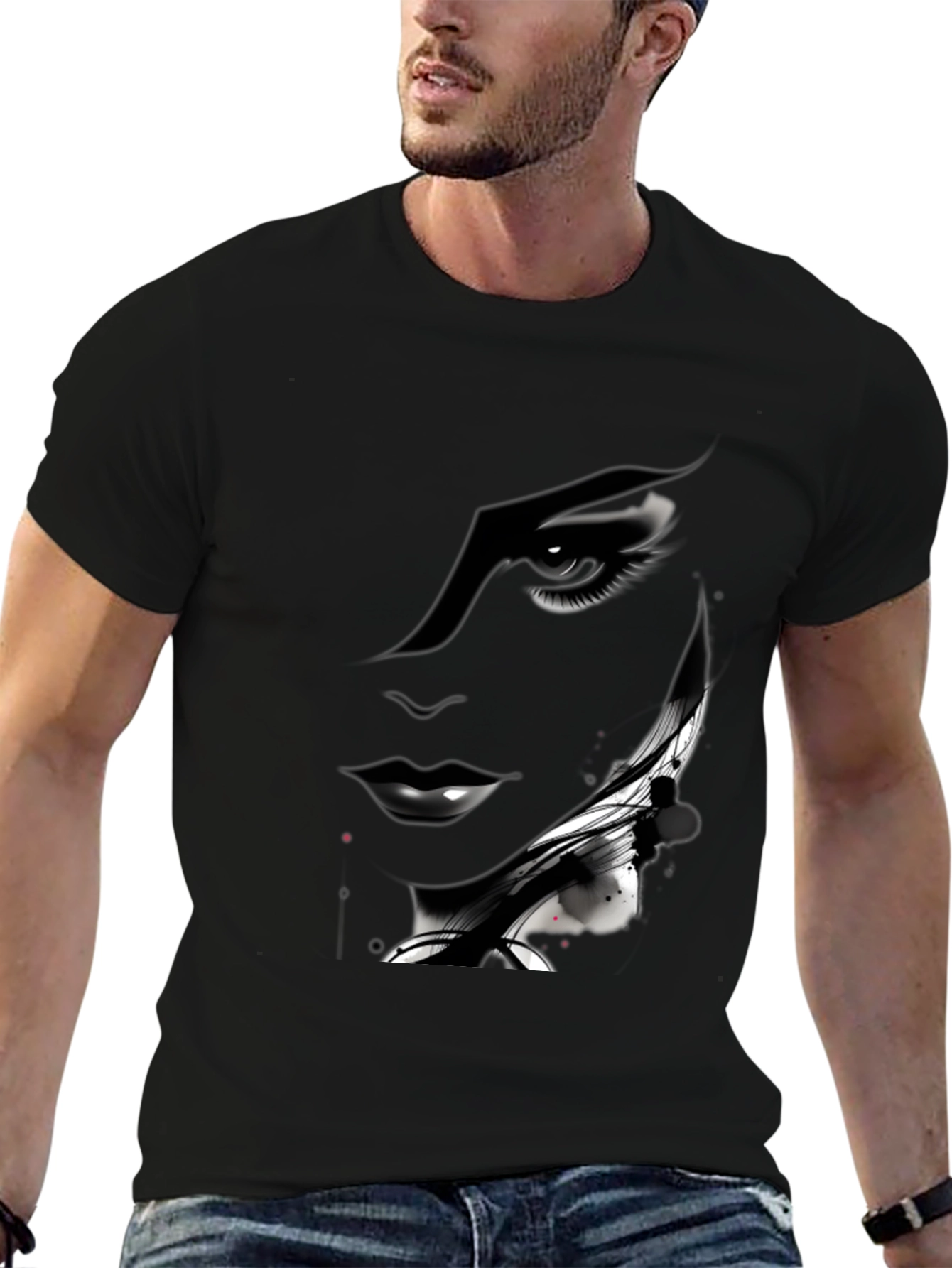 Monochrome Artistic Womans Face Graphic Tee