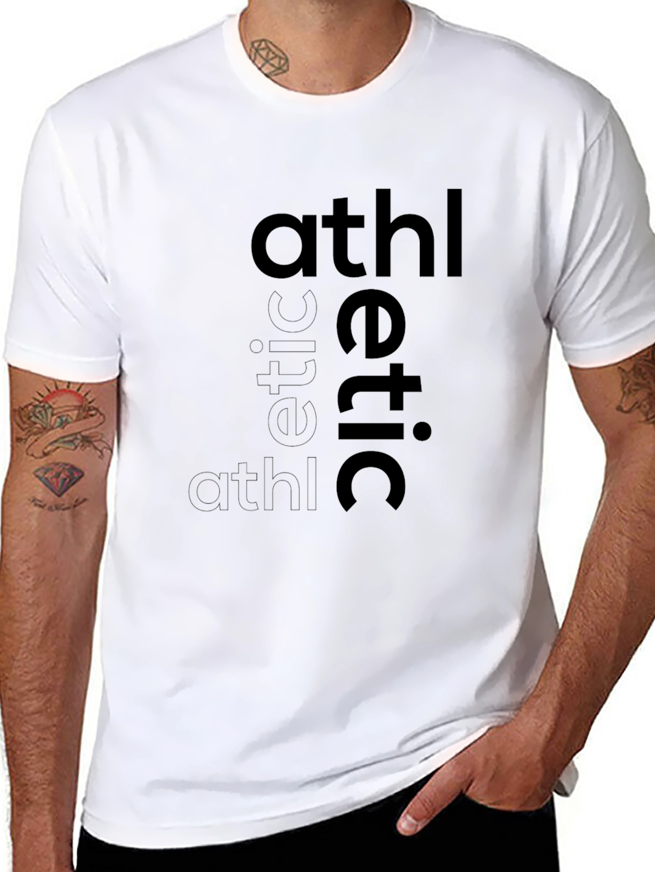 Athletic Graphic Print Black T-Shirt