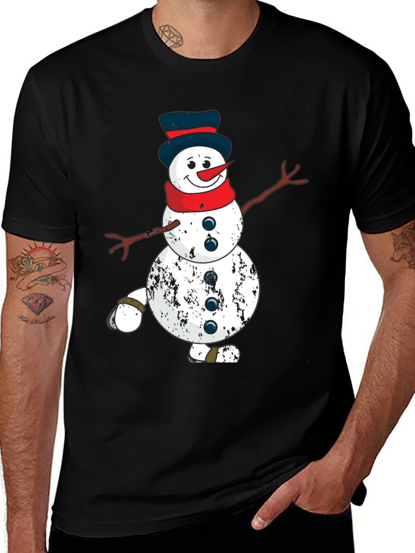 Festive Snowman Graphic Tee - Holiday Spirit