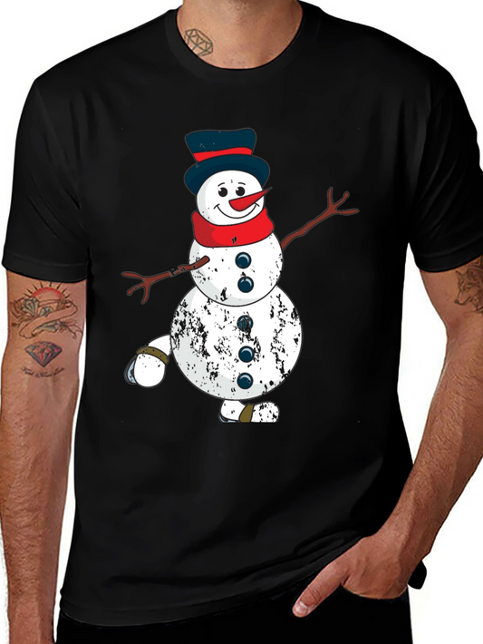 Festive Snowman Graphic Tee - Holiday Spirit