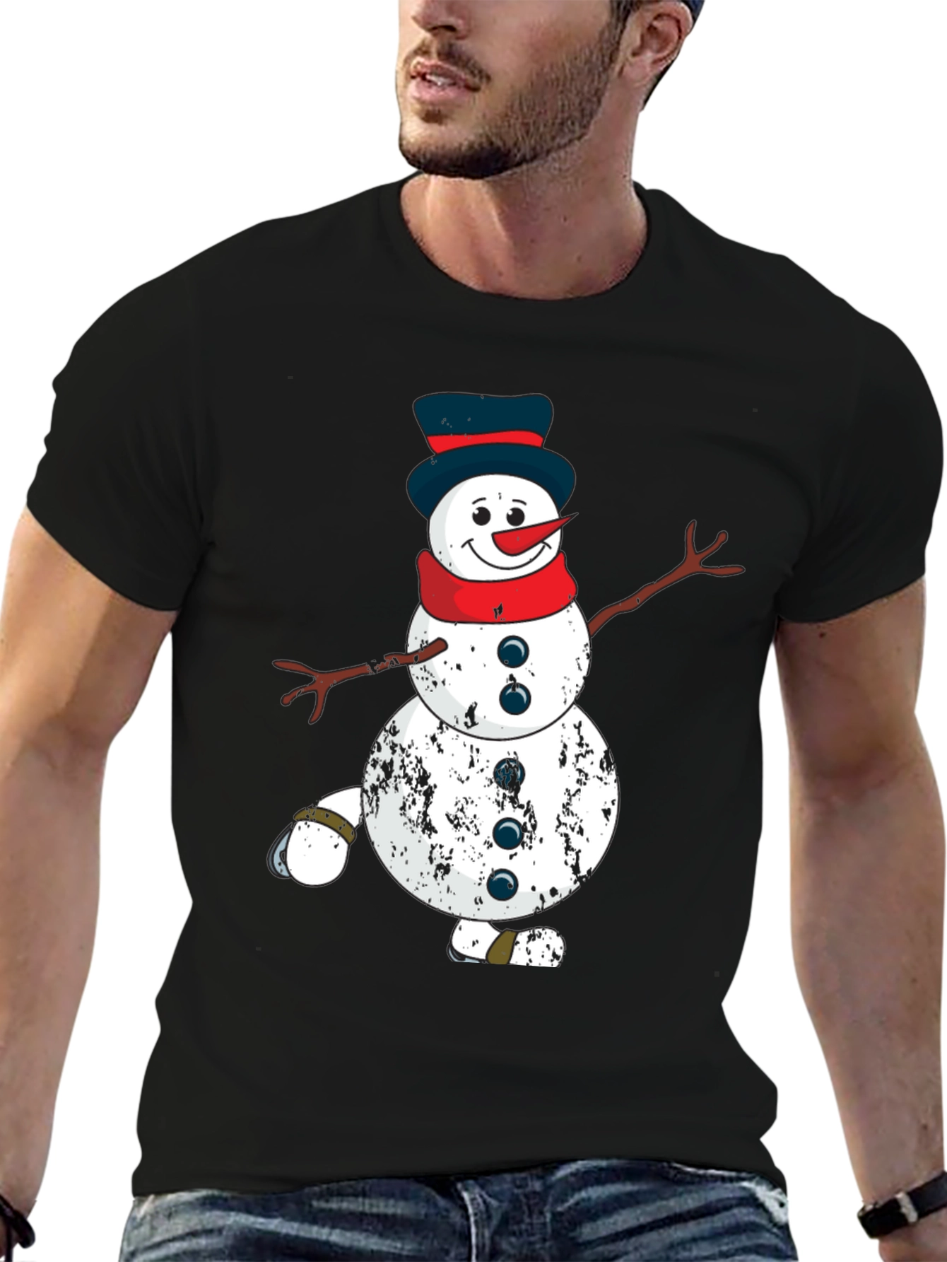 Festive Snowman Graphic Tee - Holiday Spirit