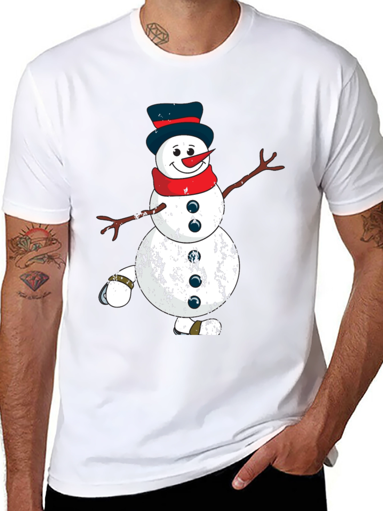 Festive Snowman Graphic Tee - Holiday Spirit