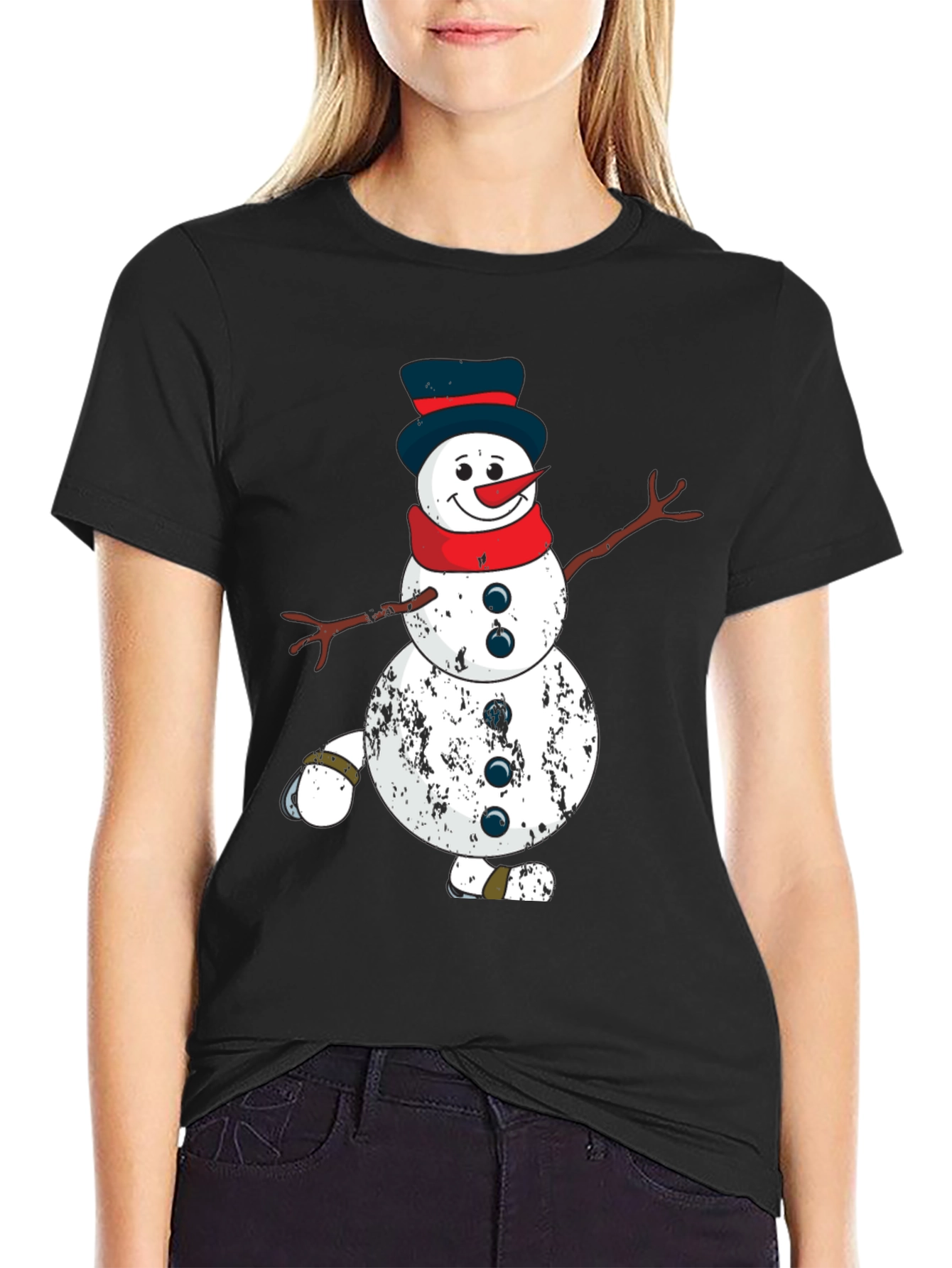 Festive Snowman Graphic Tee - Holiday Spirit