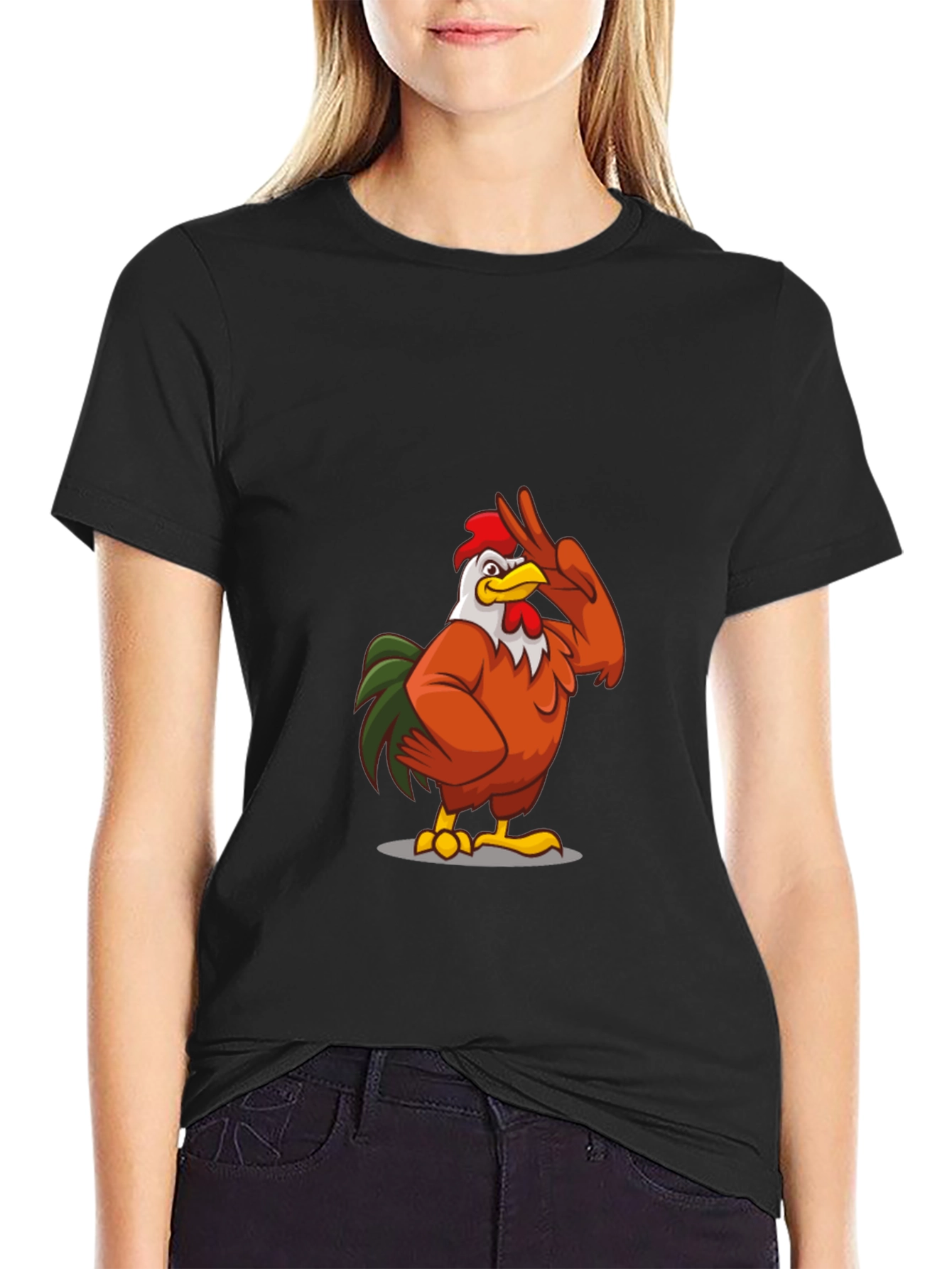 Cool Chicken Graphic Tee - Casual Black T-Shirt