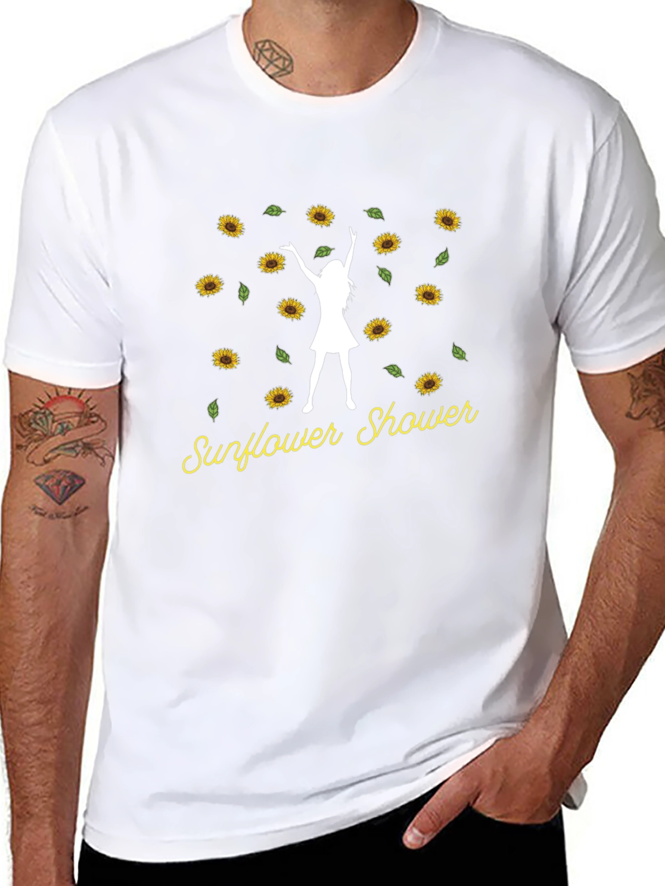 Sunflower Shower T-Shirt Woman Silhouette Black