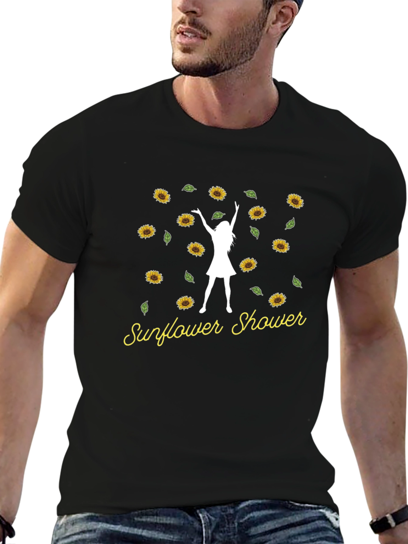 Sunflower Shower T-Shirt Woman Silhouette Black