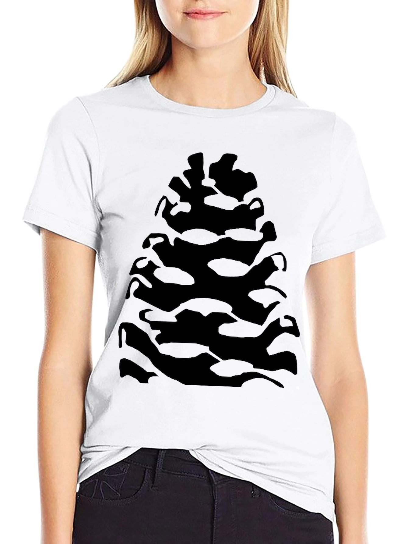 Black Pine Cone Print T-Shirt