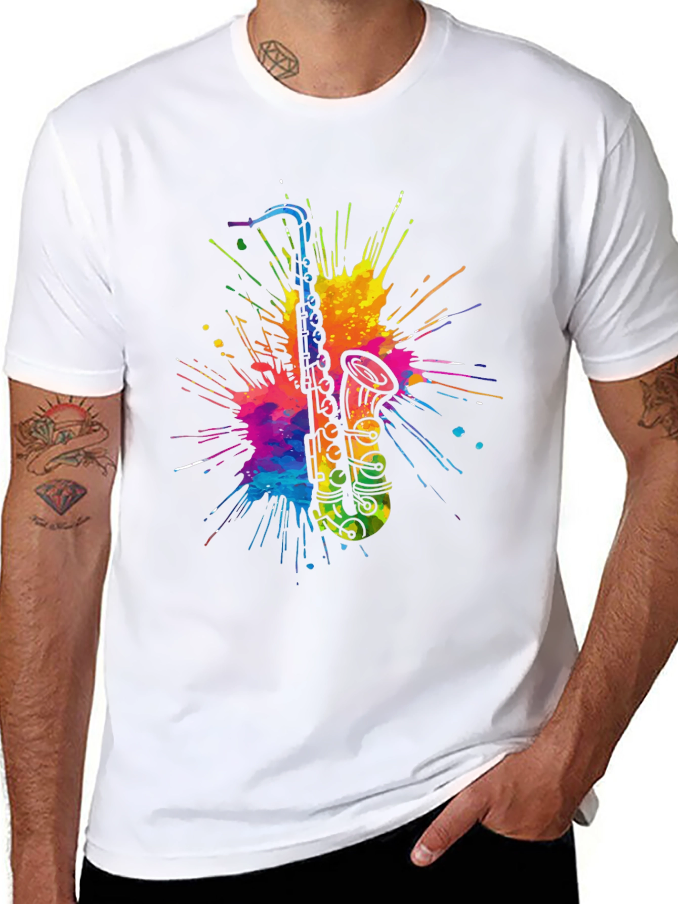 Colorful Saxophone Splash T-Shirt
