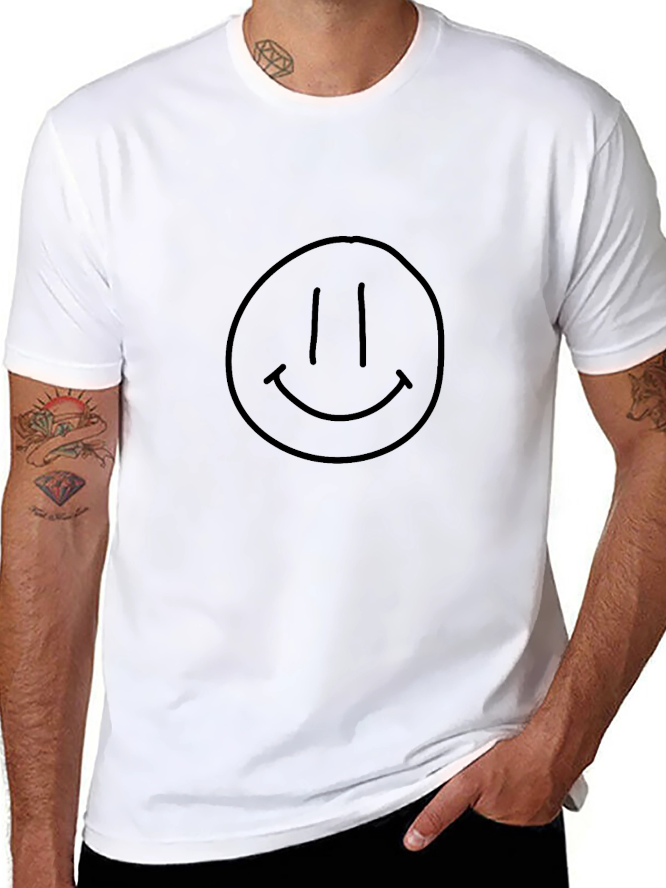 Smiley Face Graphic T-Shirt - Black