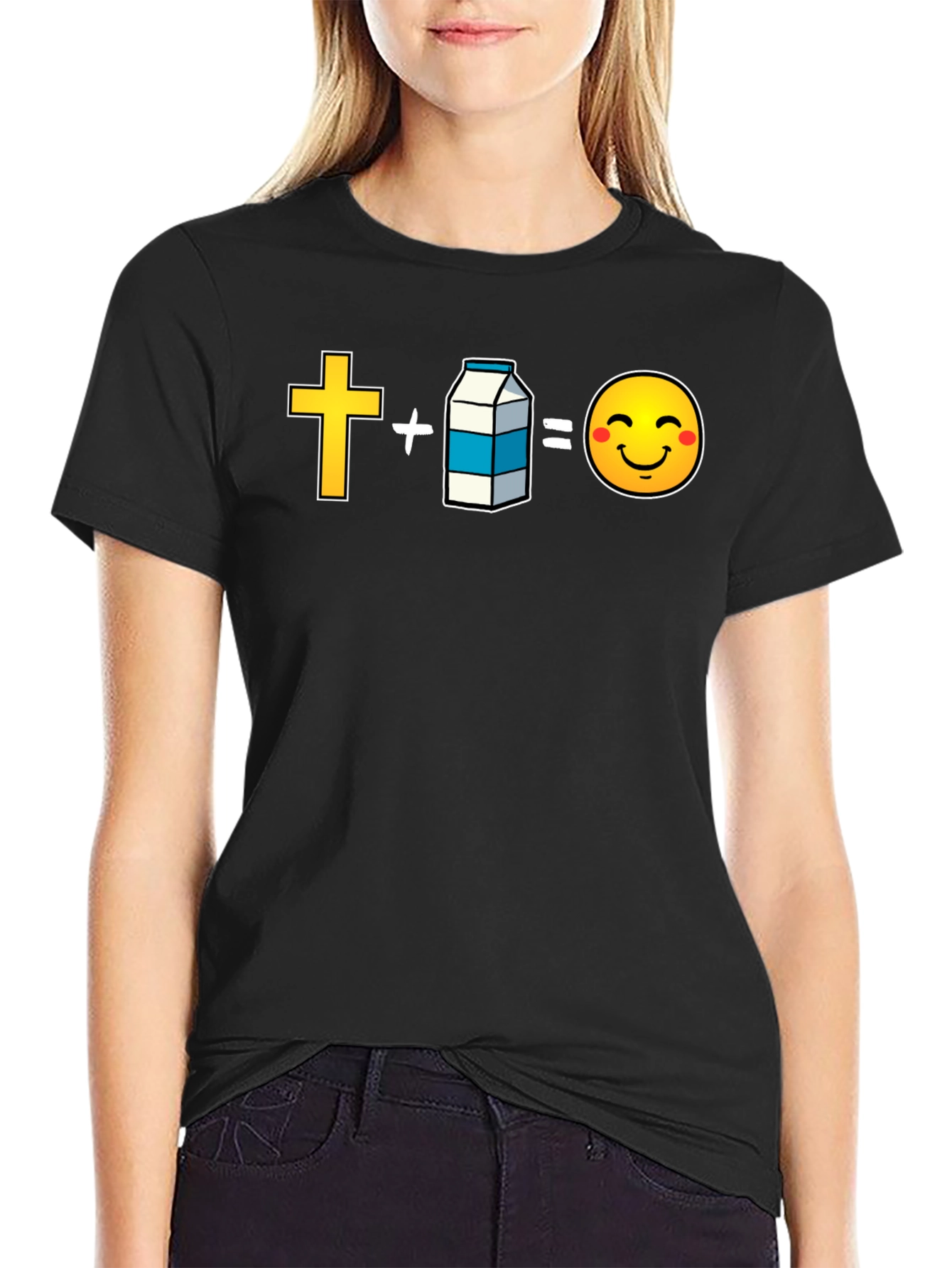 Cross Plus Milk Equals Happy Face T-Shirt