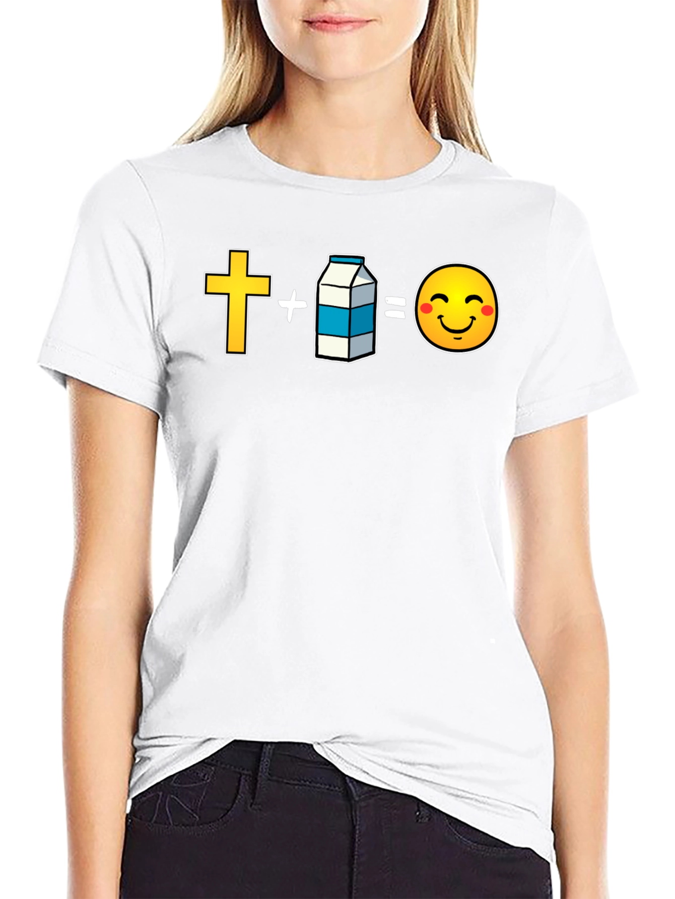 Cross Plus Milk Equals Happy Face T-Shirt