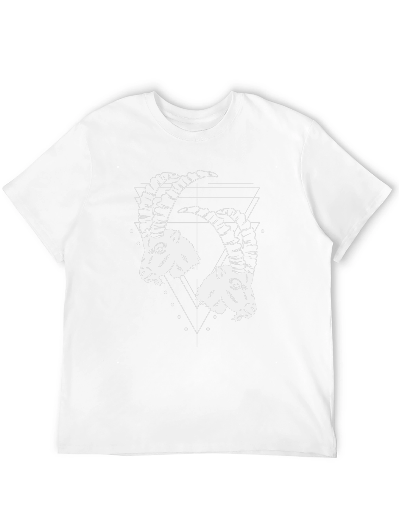 Geometric Ibex Head Graphic Tee - Black Cotton T-Shirt