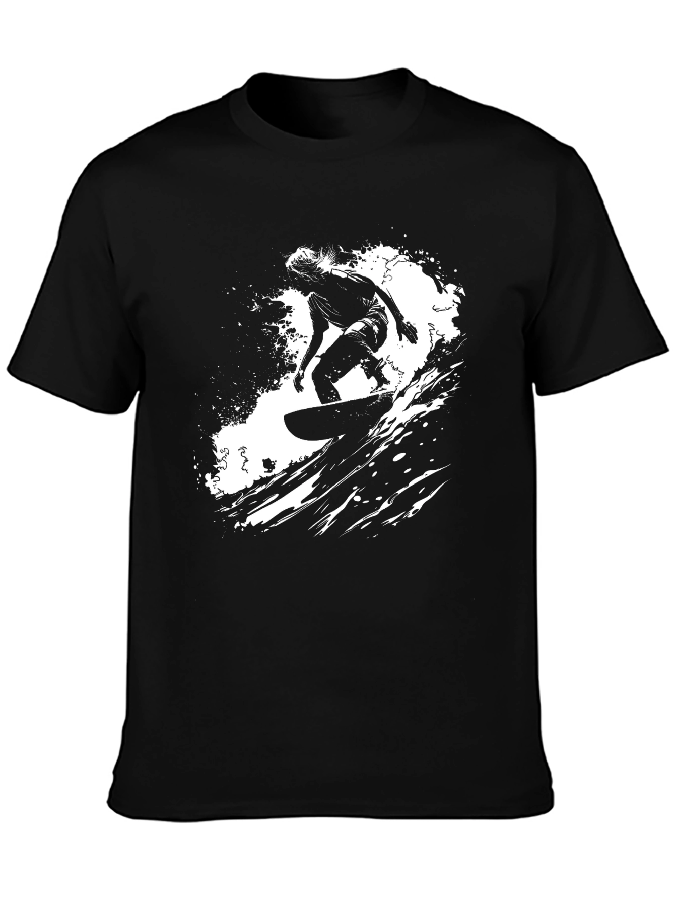 Surfer Graphic Print Black Tee