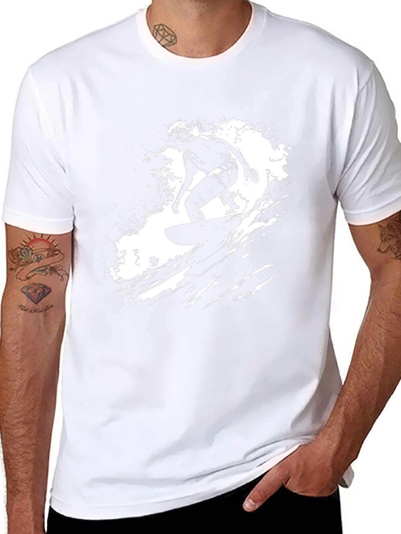 Surfer Graphic Print Black Tee