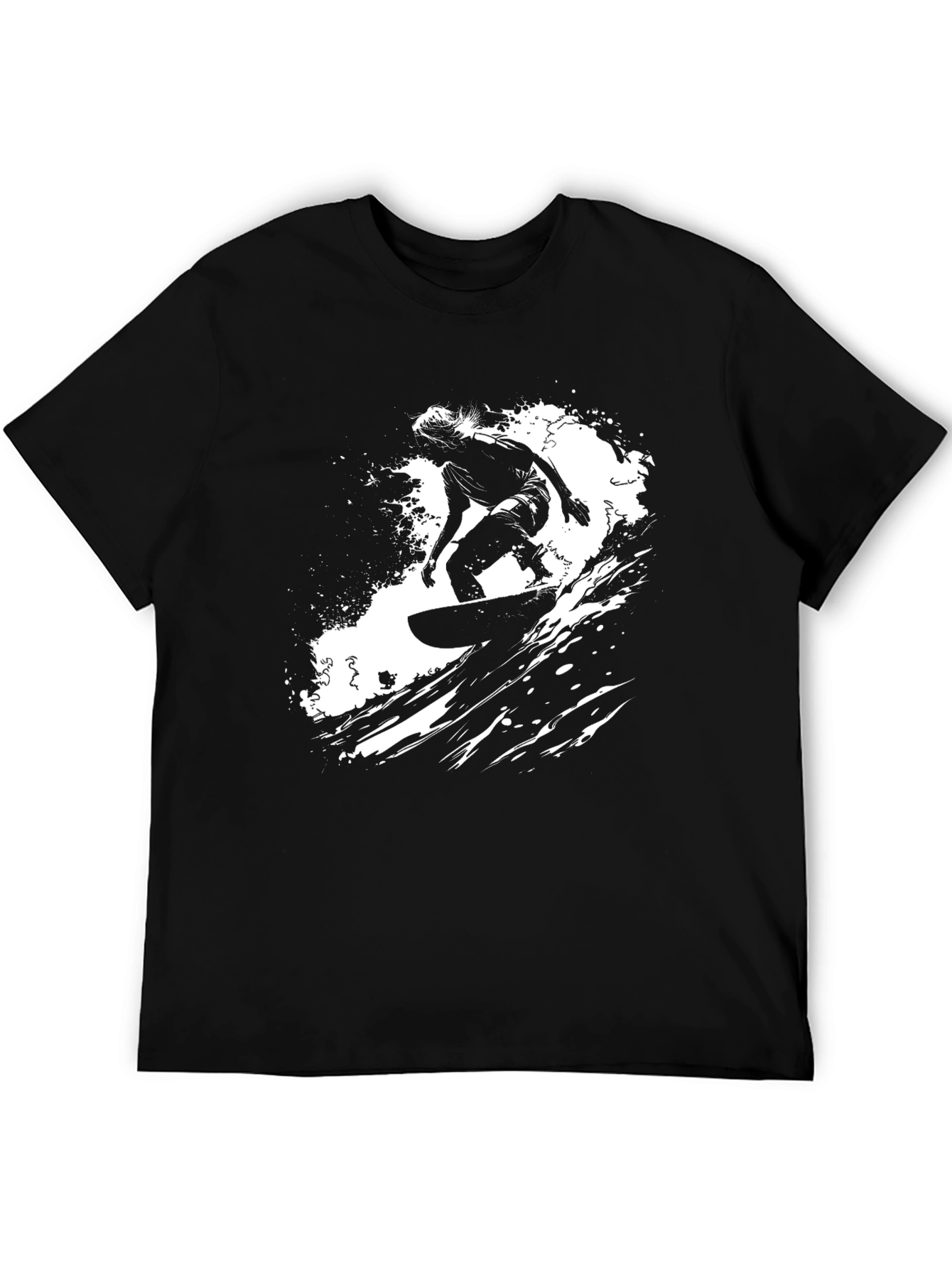 Surfer Graphic Print Black Tee