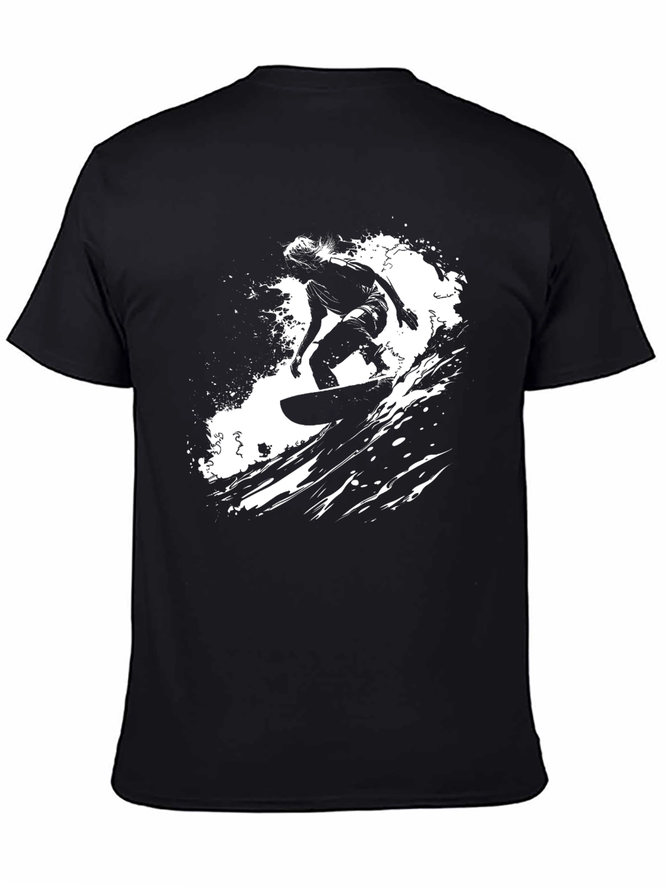 Surfer Graphic Print Black Tee