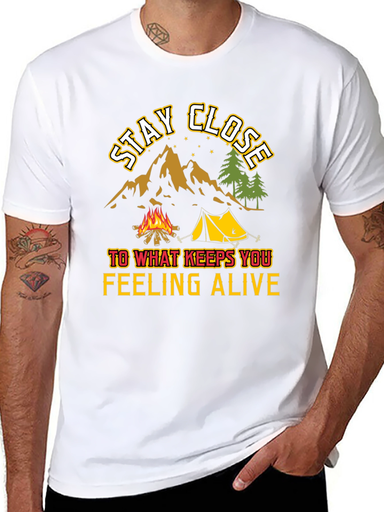 Stay Close Camping T-Shirt - Adventure Awaits!