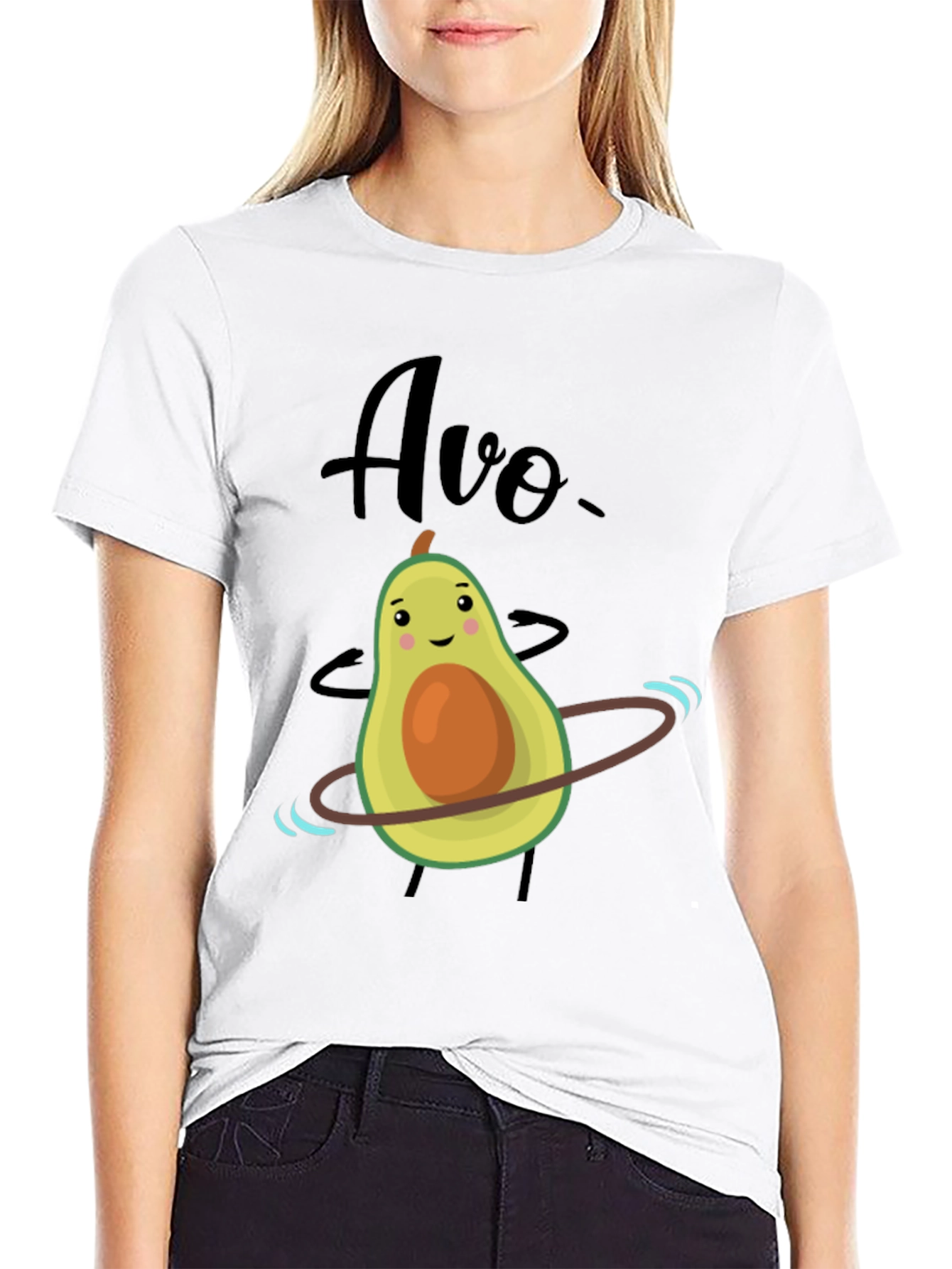 Funny Avocado Hula Hoop Graphic T-Shirt